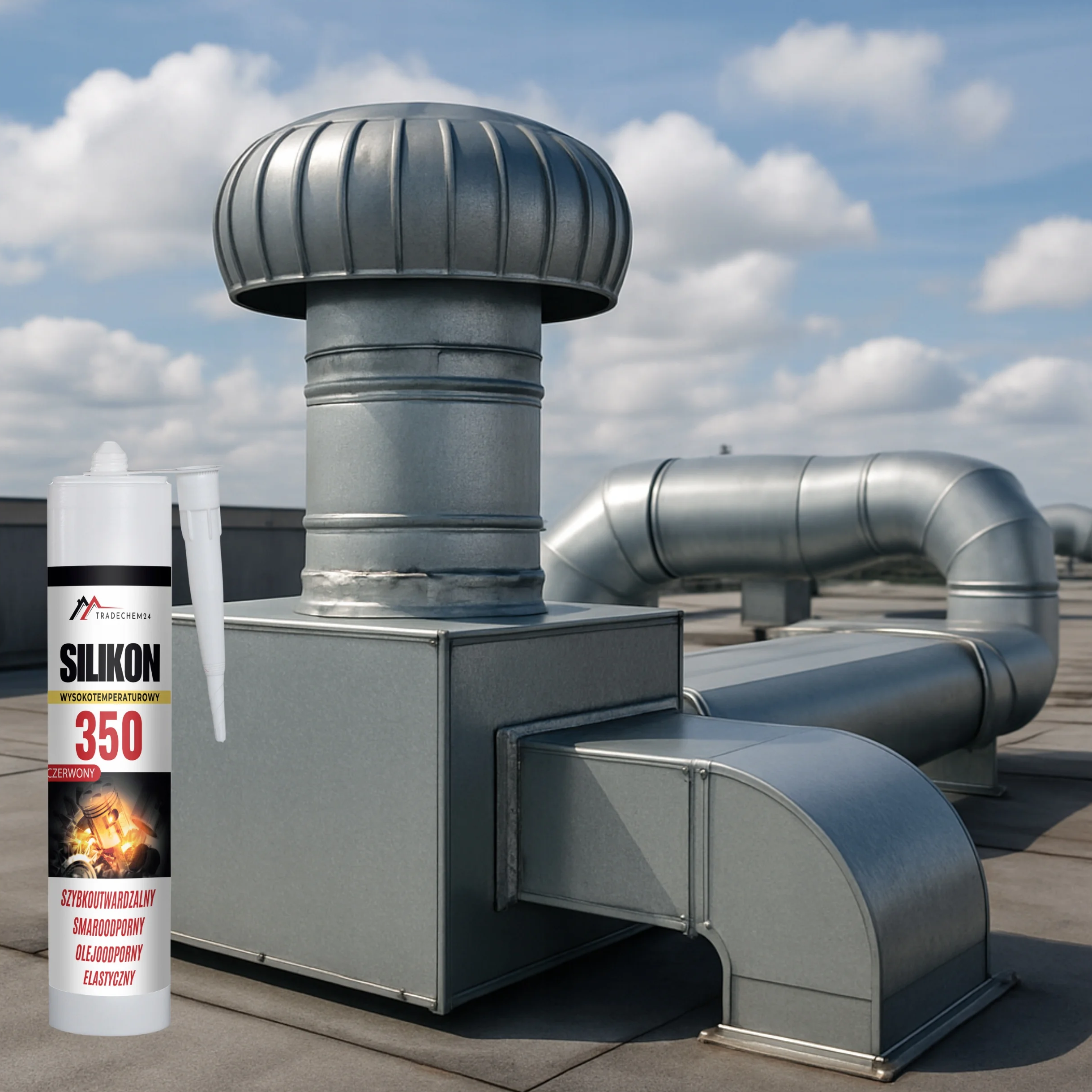 Silikon Wysokotemperaturowy Tradechem24 Uszczelniacz Czerwony 300 ml