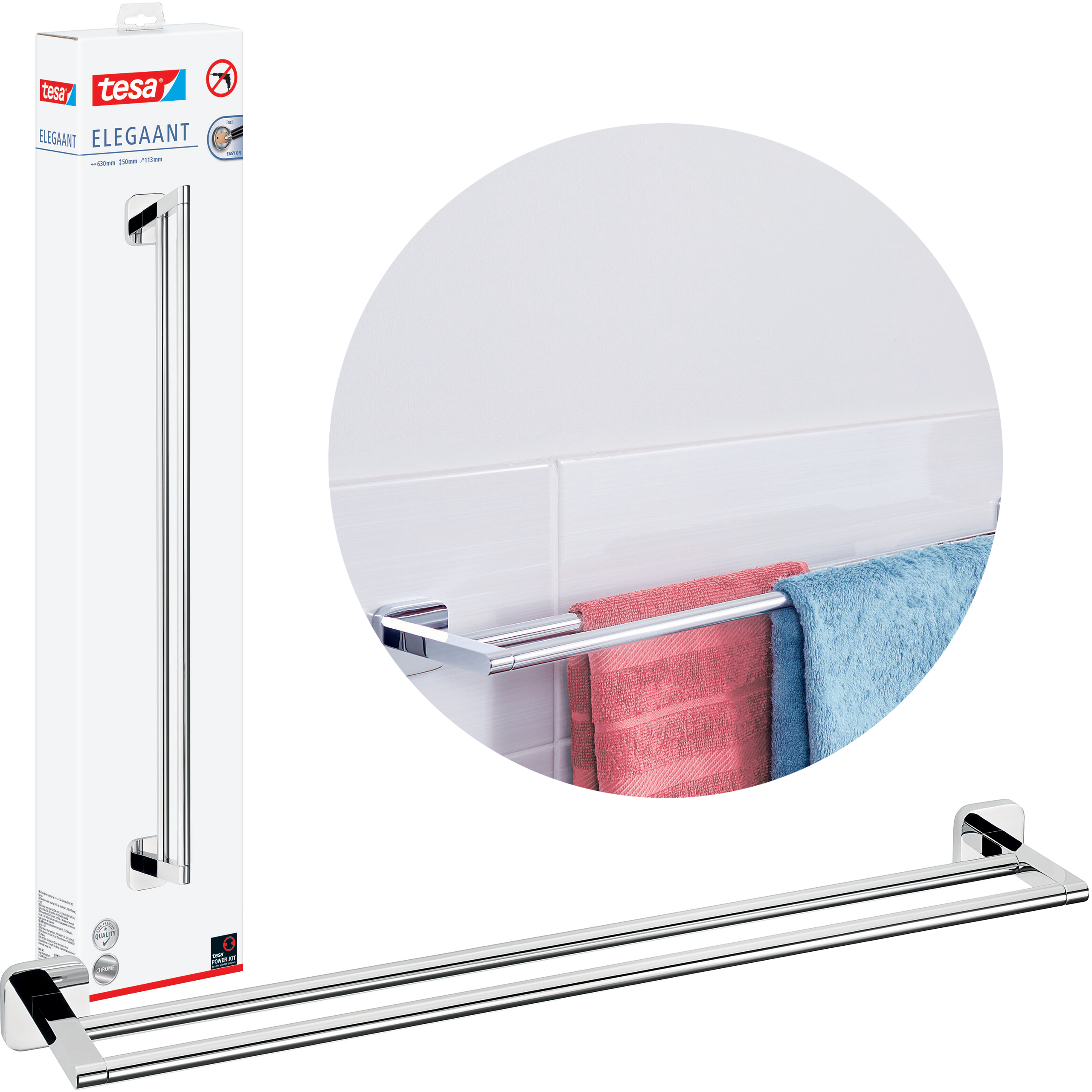 Reling Wieszak Na Ręczniki Tesa ELEGAANT Do Łazienki Podwójny Metalowy