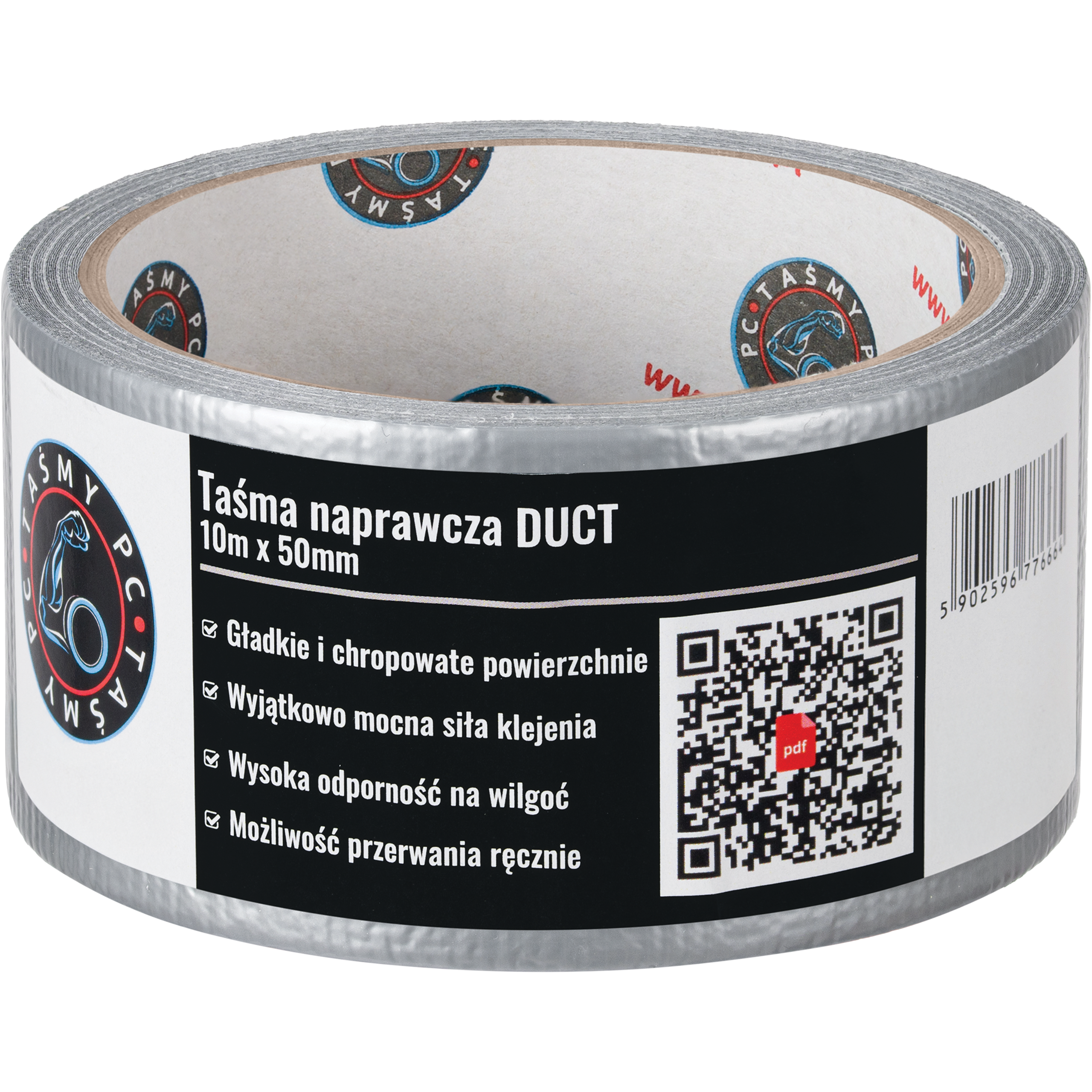 Taśma Klejąca Naprawcza Duct Tape 10 m x 50 mm Mocna Uszczelniająca Srebrna