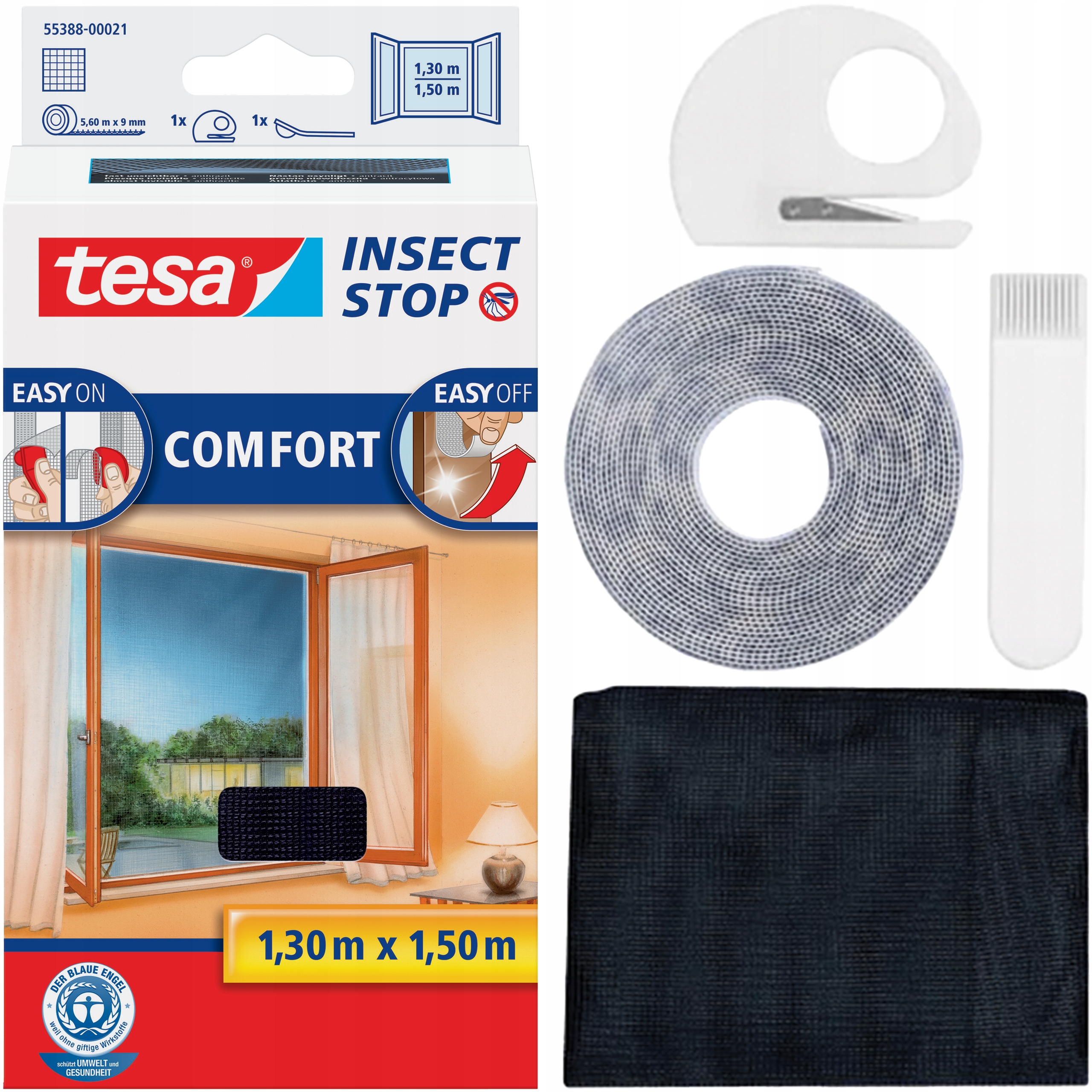 Moskitiera Na Okno Tesa Comfort Siatka Okienna Na Owady 130 x 150 cm Czarna