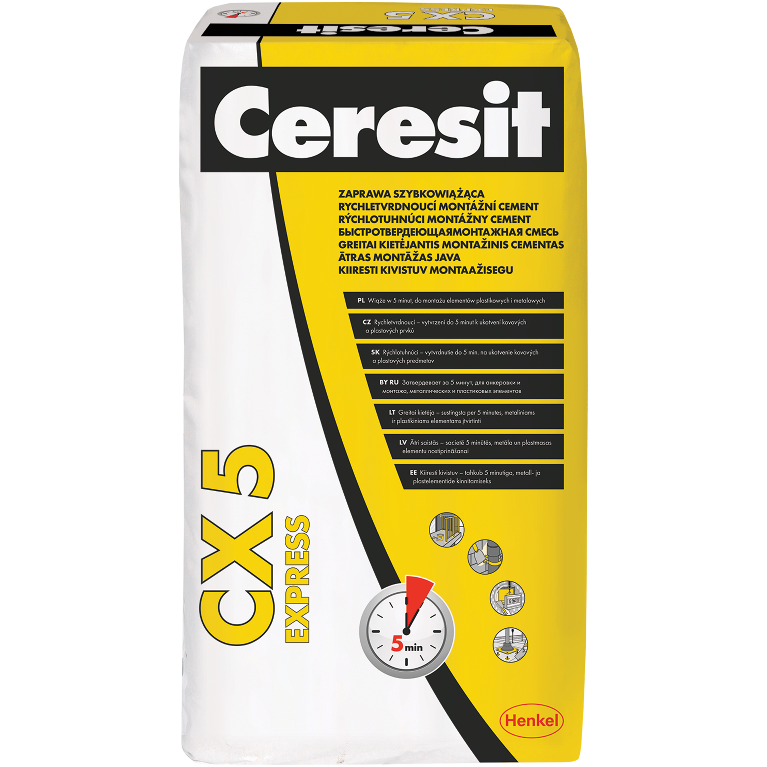 Zaprawa Cementowa Szybkowiążąca Ceresit CX5 Cement Montażowy Do Betonu 25kg