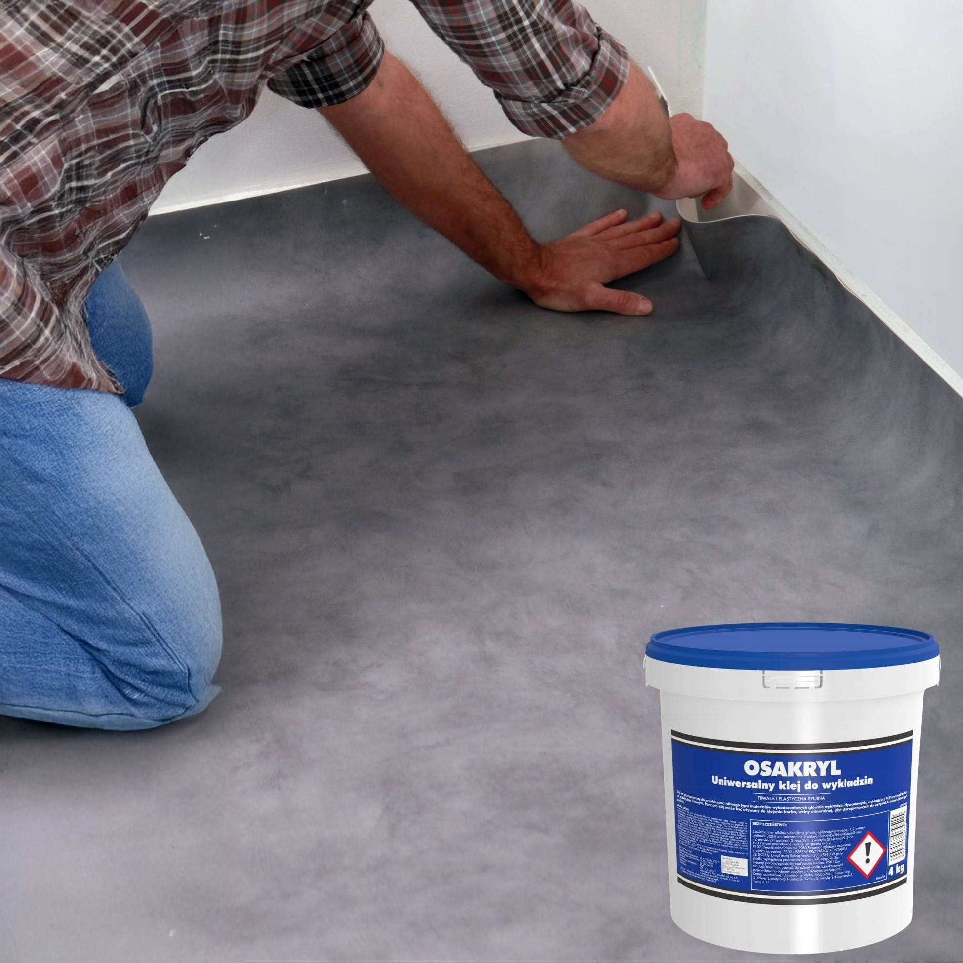Klej Uniwersalny Osakryl Do Wykładzin Podłogowych PCV Mocny Biały 4 kg