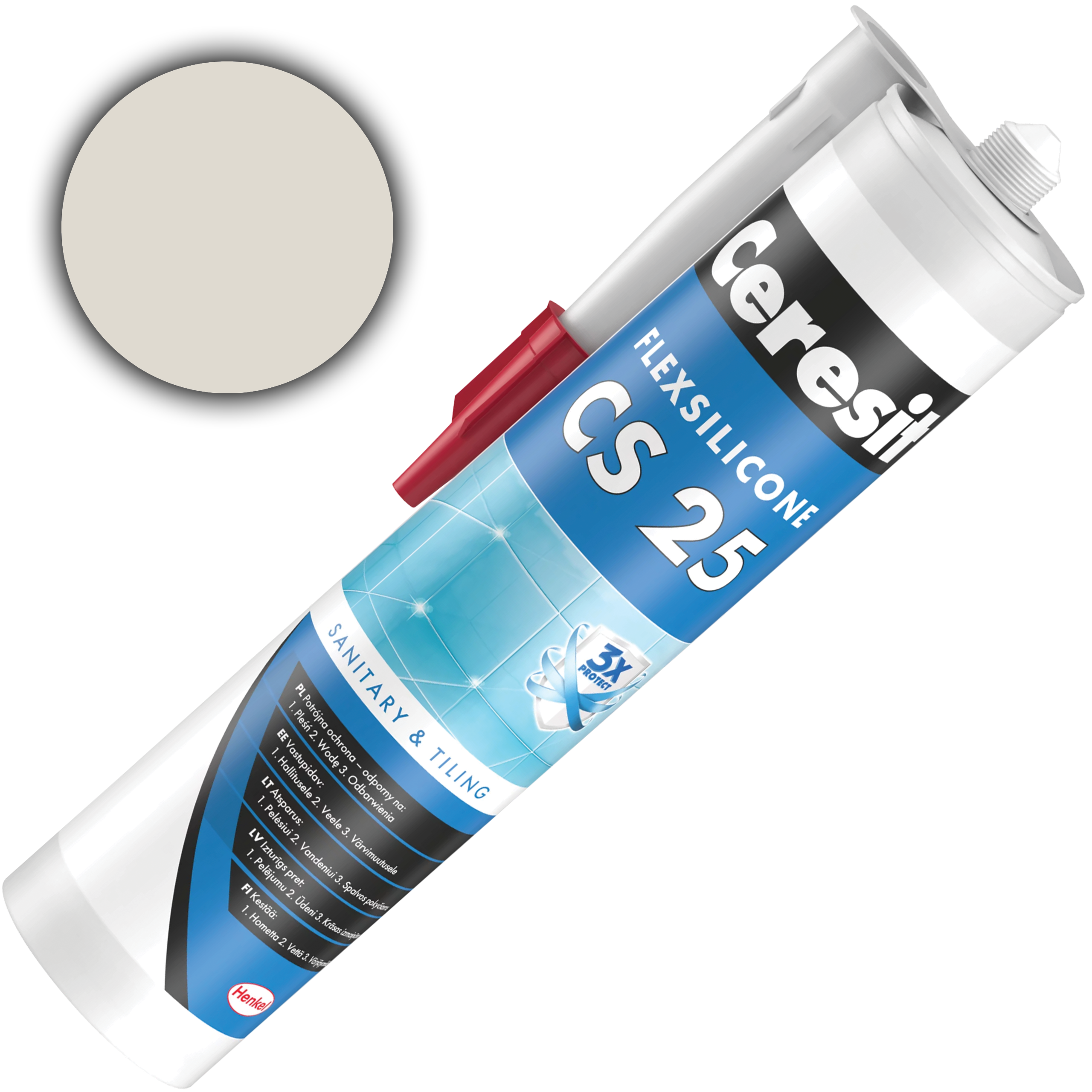 Silikon Sanitarny Ceresit CS25 Uniwersalny Uszczelniacz Pergamon 280 ml