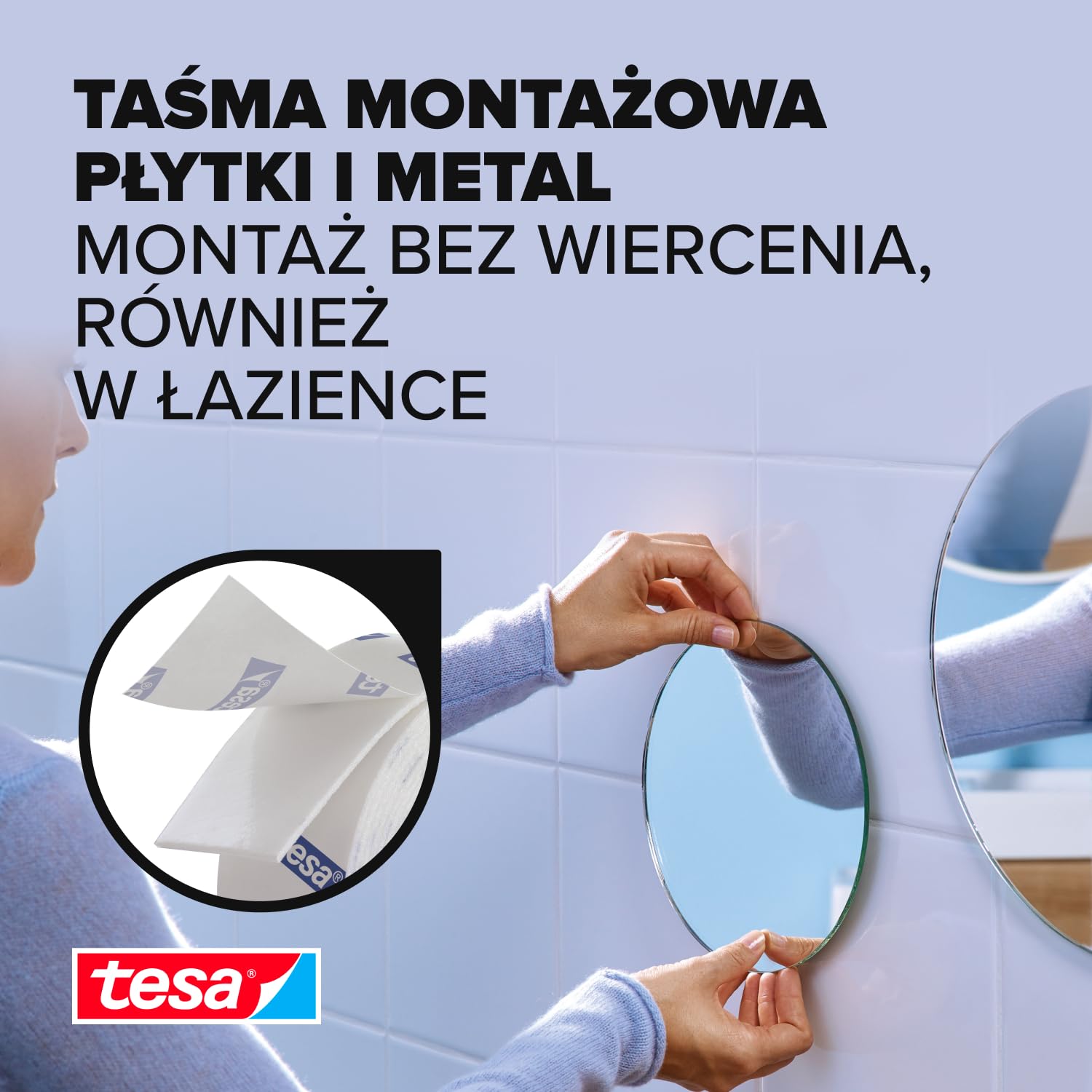Dwustronna Taśma Klejąca Montażowa Tesa Do Luster 1,5 m x 19mm Piankowa