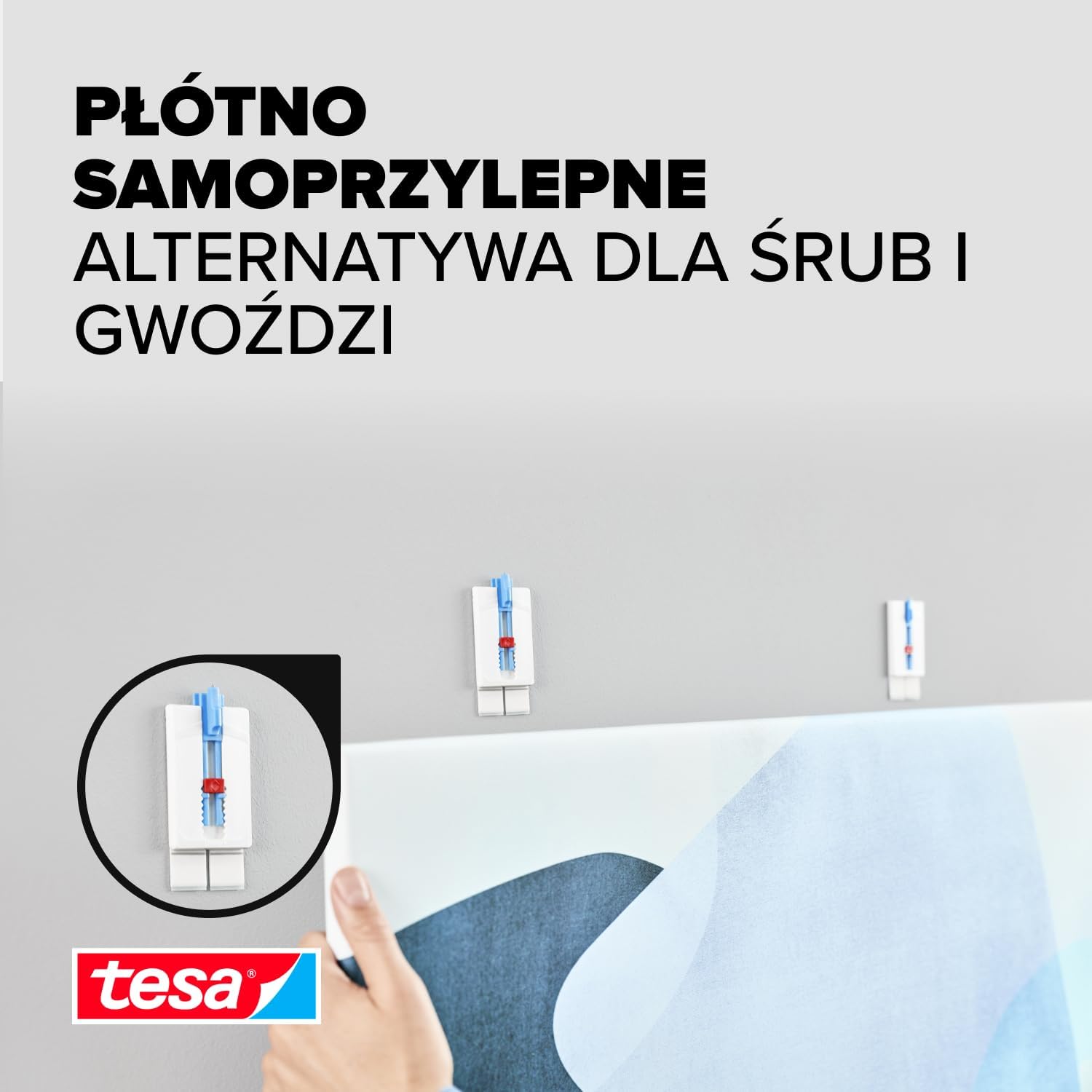 Haczyki samoprzylepne Tesa Gwóźdź Do Obrazów Regulowany Do Tapet Tynku 2kg