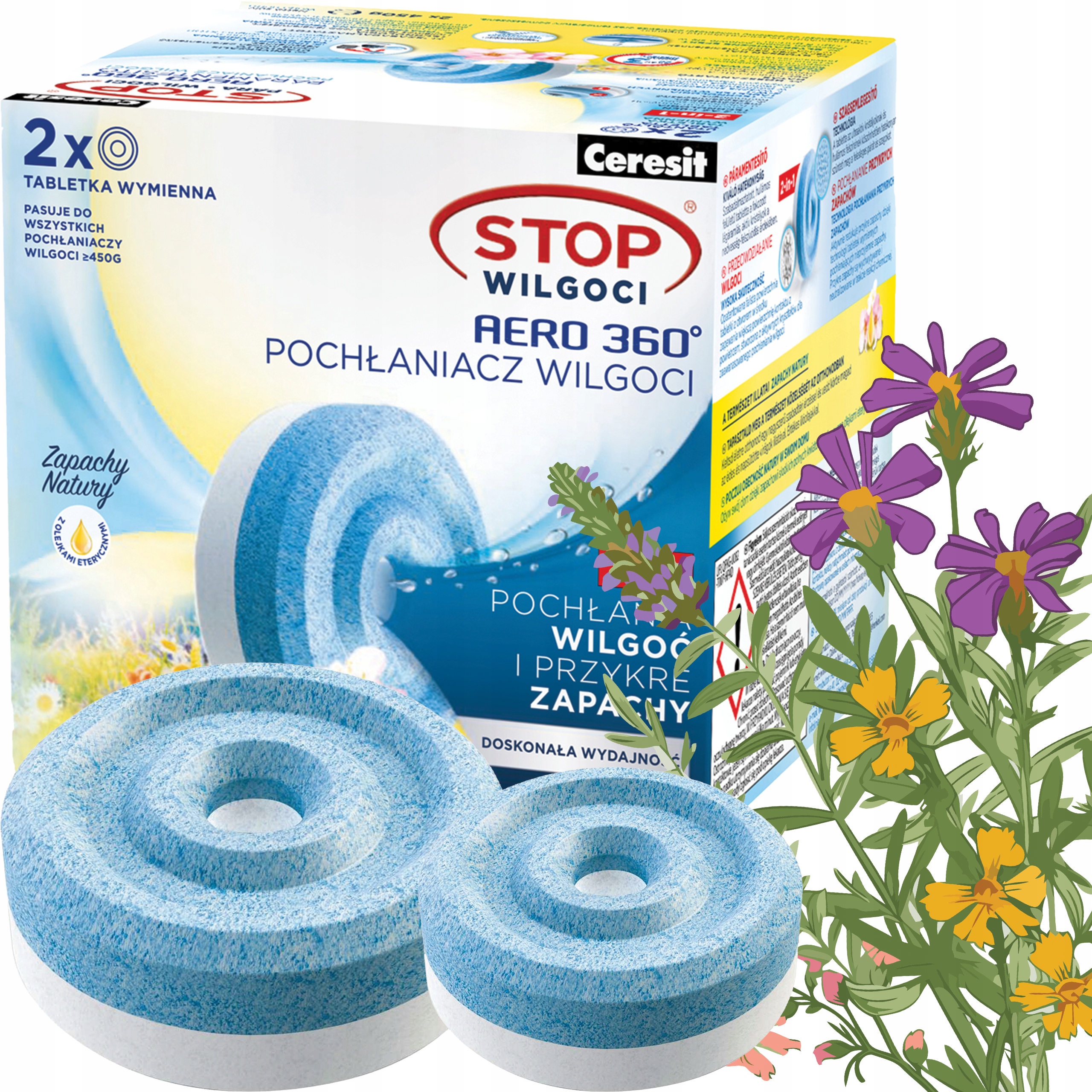 Ceresit Pochłaniacz Wilgoci Wkłady Aero 360 Tabletki Polne Kwiaty 2 x 450g