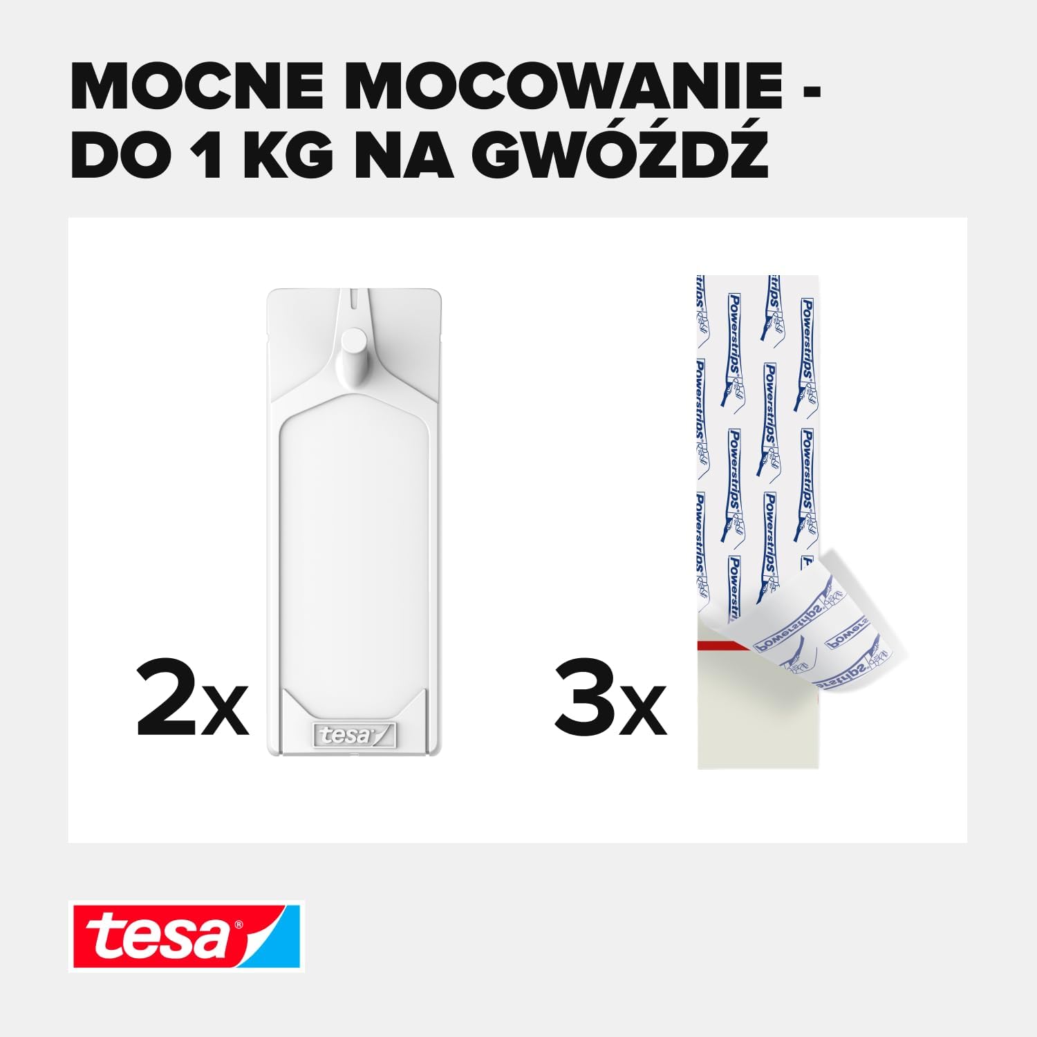 Haczyki Samoprzylepne Tesa Gwóźdź do Wieszania Obrazów do Tynku Tapet 1kg