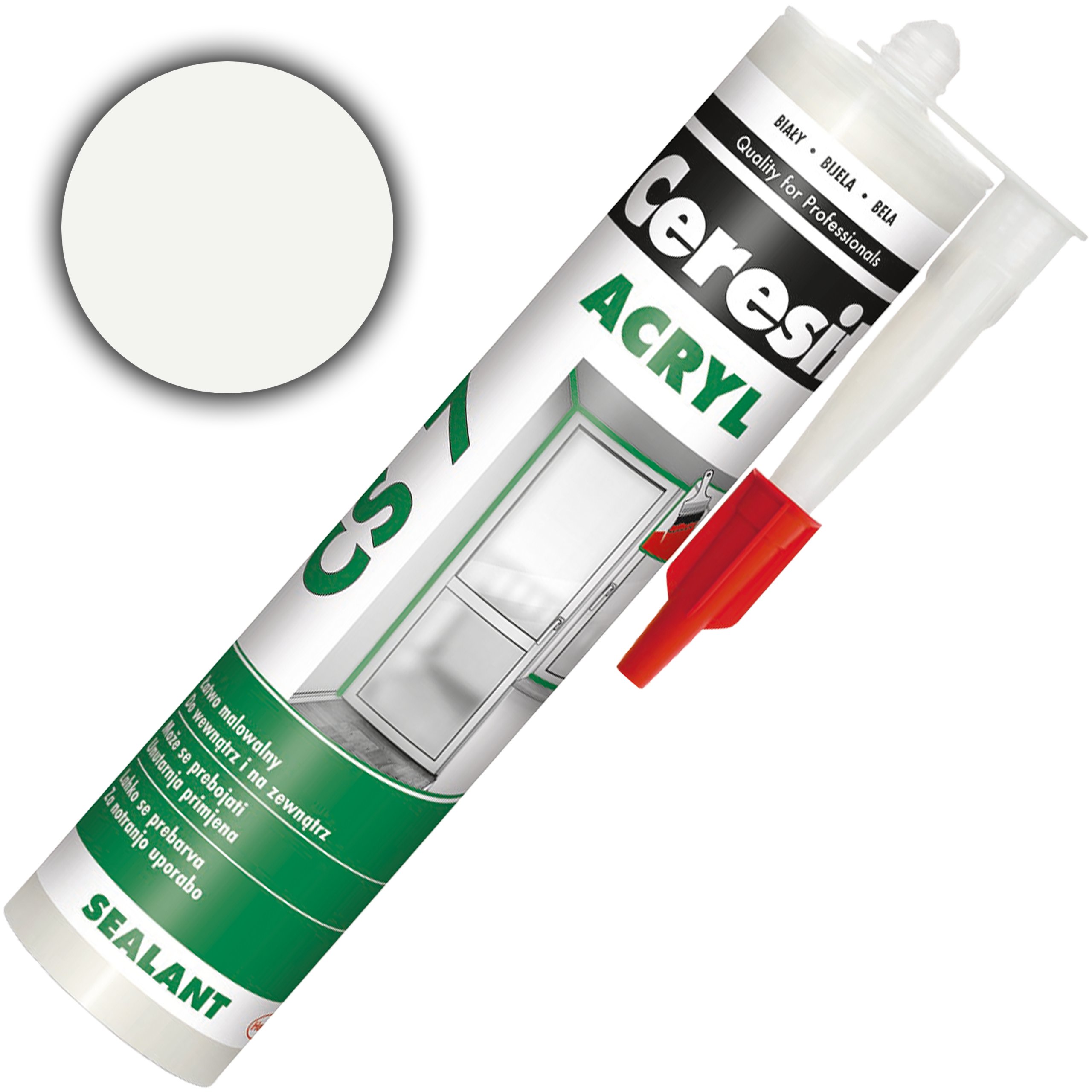 Uszczelniacz Akrylowy Ceresit CS7 Uniwersalny Akryl Silikon Biały 280ml