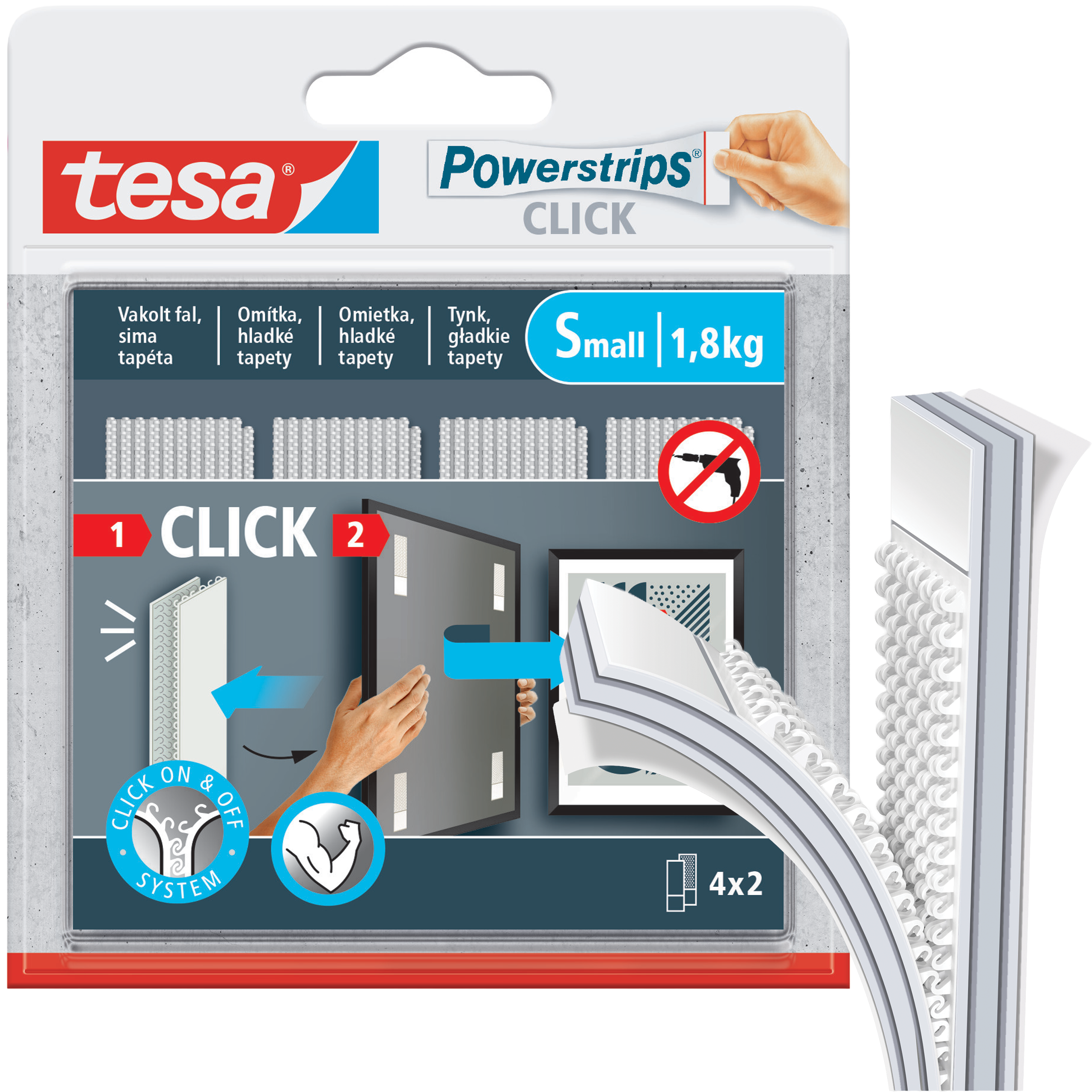 Rzepy Samoprzylepne Tesa Do Wieszania Obrazów Bez Narzędzi 1,8 kg 4 szt