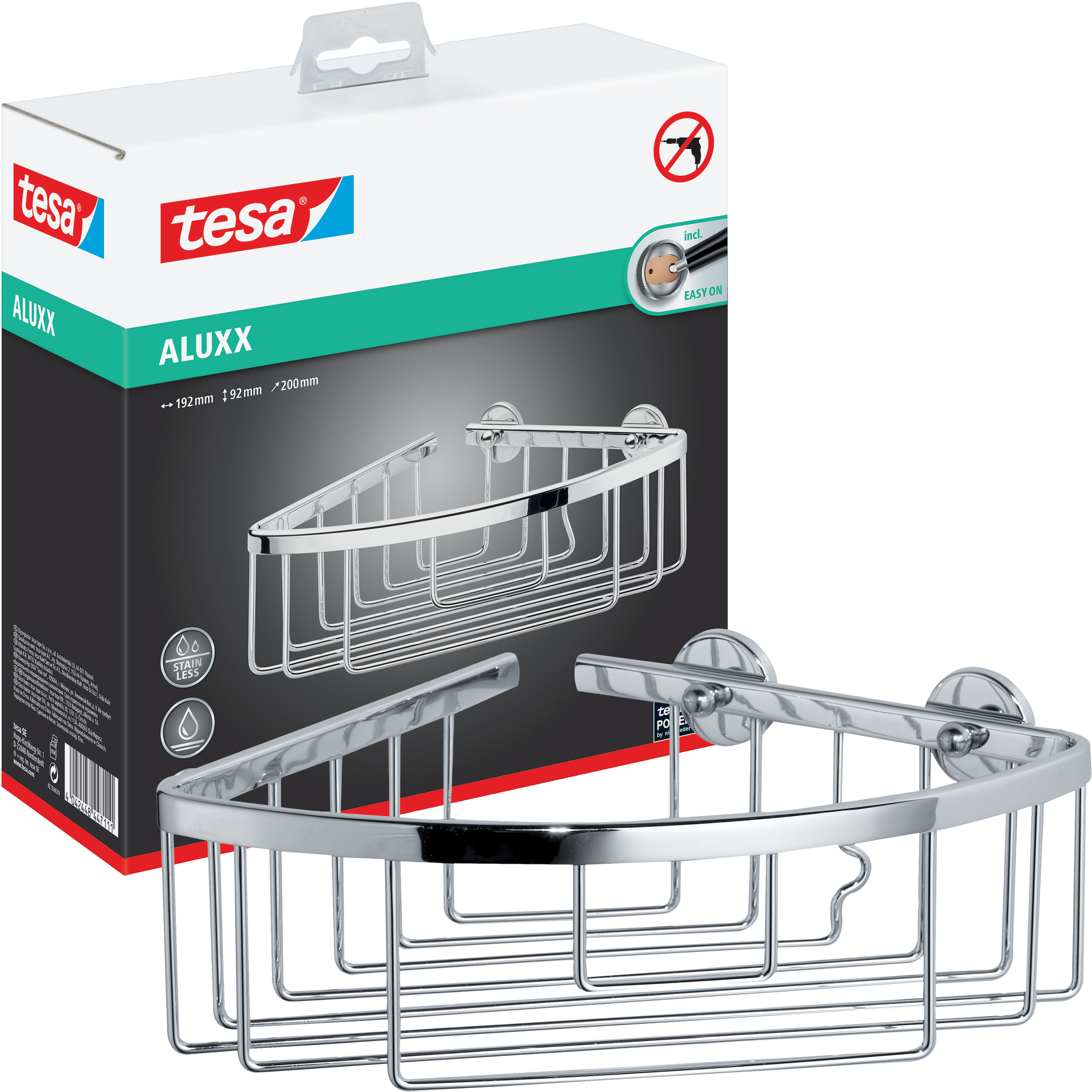 Półka Łazienkowa Samoprzylepna Narożna Tesa ALUXX Koszyk Pod Prysznic