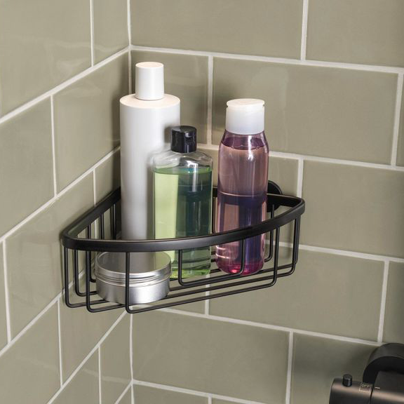 Półka Łazienkowa Samoprzylepna Narożna Tesa ALUXX BLACK Koszyk Pod Prysznic