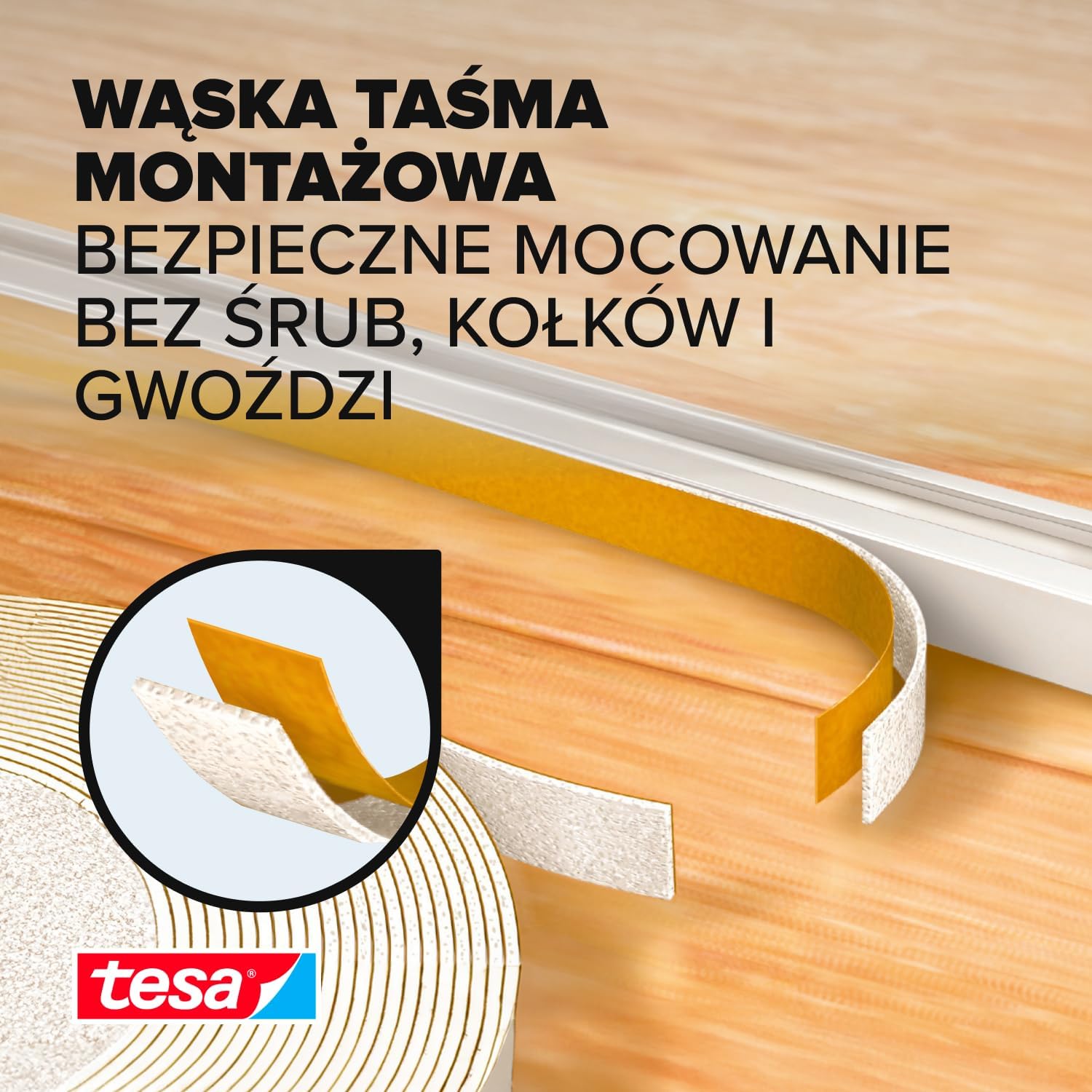 Dwustronna Taśma Klejąca Montażowa Tesa 9 mm x 5 m Do Listew Piankowa 2 szt