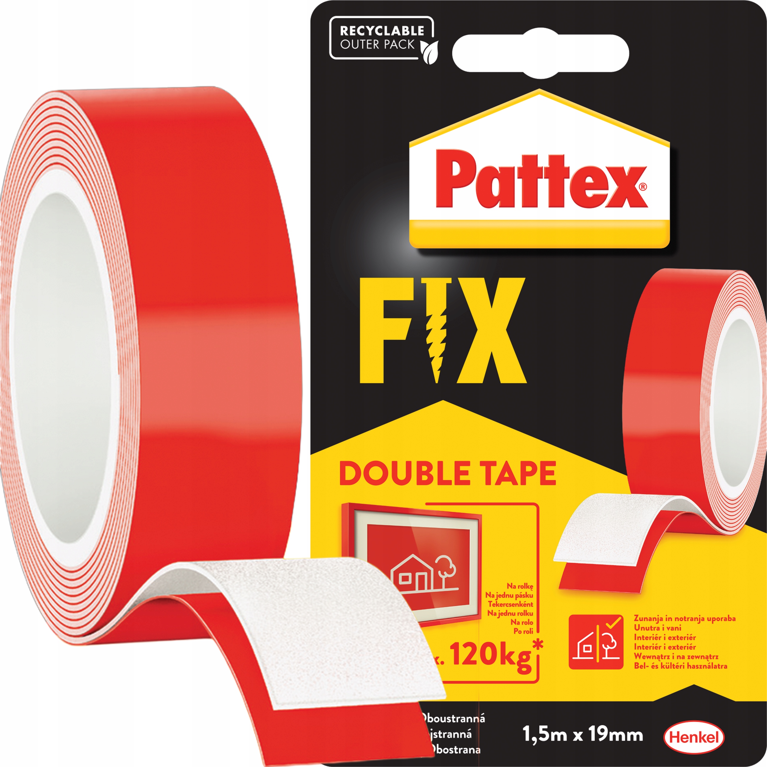 Dwustronna Taśma Klejąca Montażowa Pattex Mocna Samoprzylepna 1,5m x 19mm