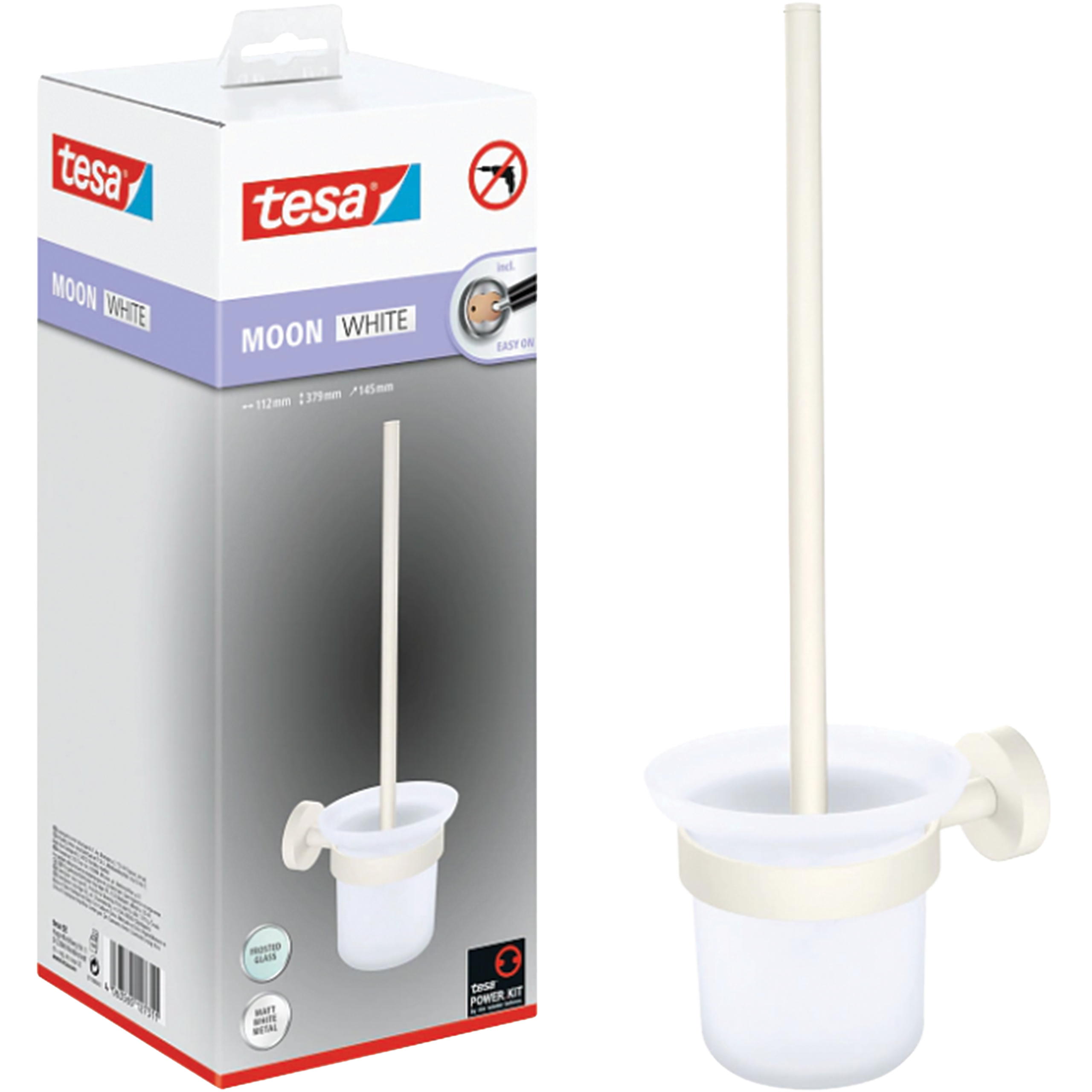 Szczotka Do WC Samoprzylepna Tesa MOON WHITE Uchwyt Do Łazienki Metalowy