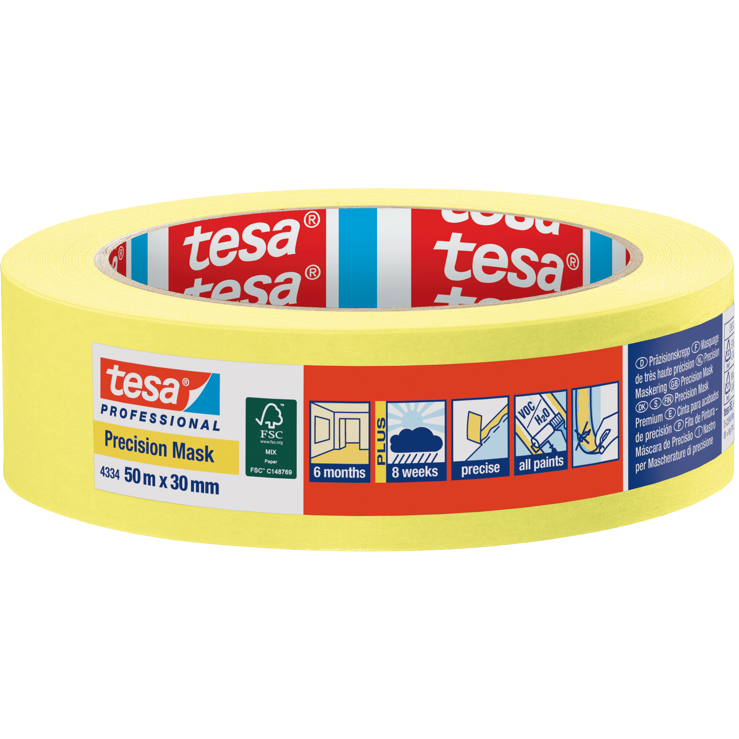 Taśma Malarska Papierowa Maskująca Tesa Precyzyjna Washi 30 mm x 50m Żółta