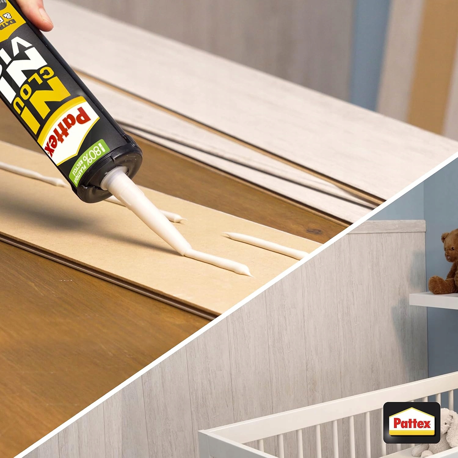 Klej Montażowy Pattex Fix Wood Super Glue Do Drewna Mocny Biały 385 ml