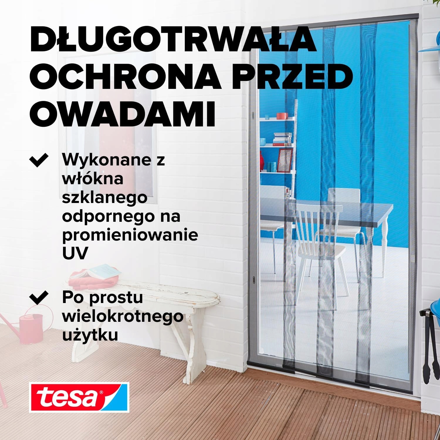 Moskitiera Na Drzwi Lamela Tesa Siatka Okienna Na Owady 120 x 250cm Czarna
