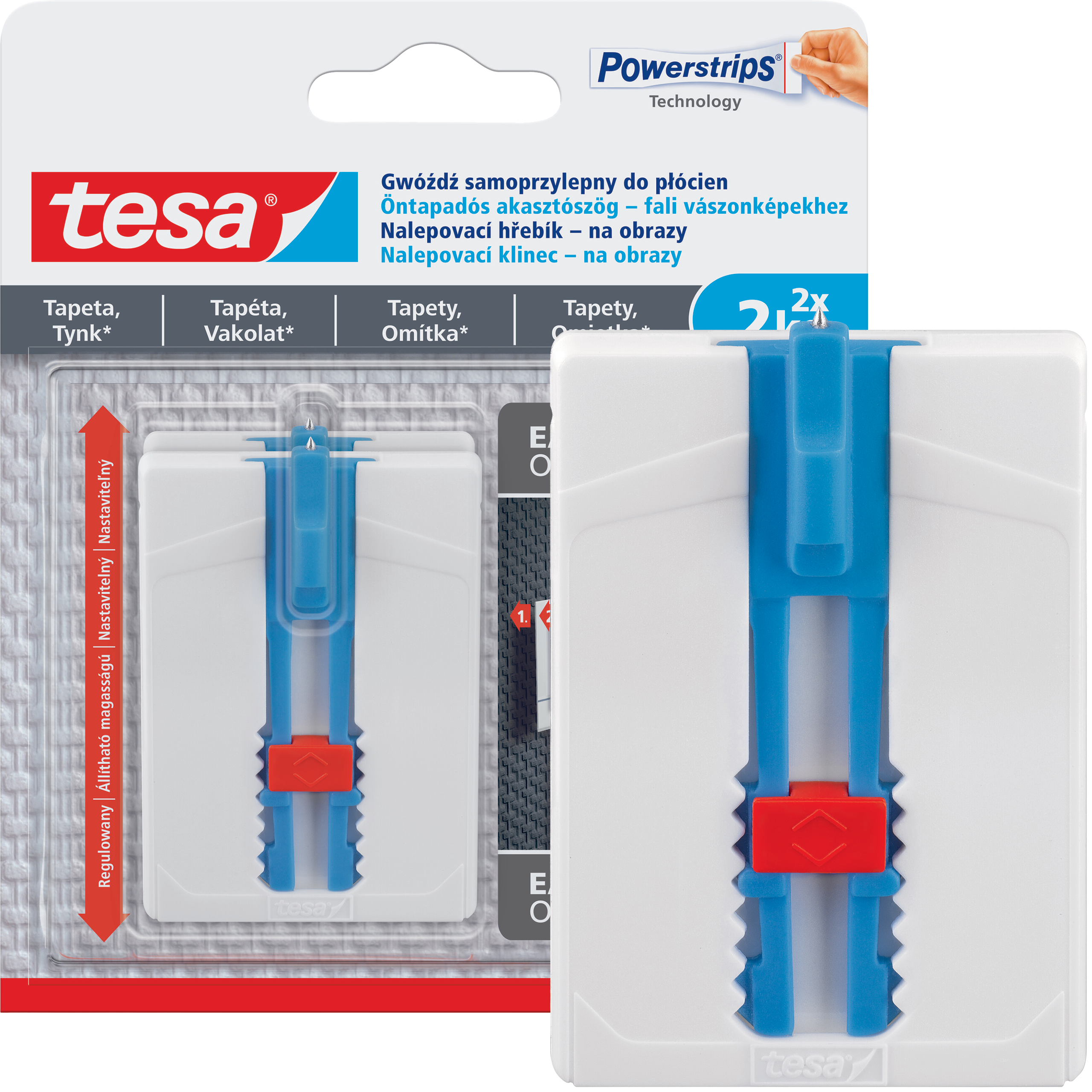 Haczyki samoprzylepne Tesa Gwóźdź Do Obrazów Regulowany Do Tapet Tynku 2kg