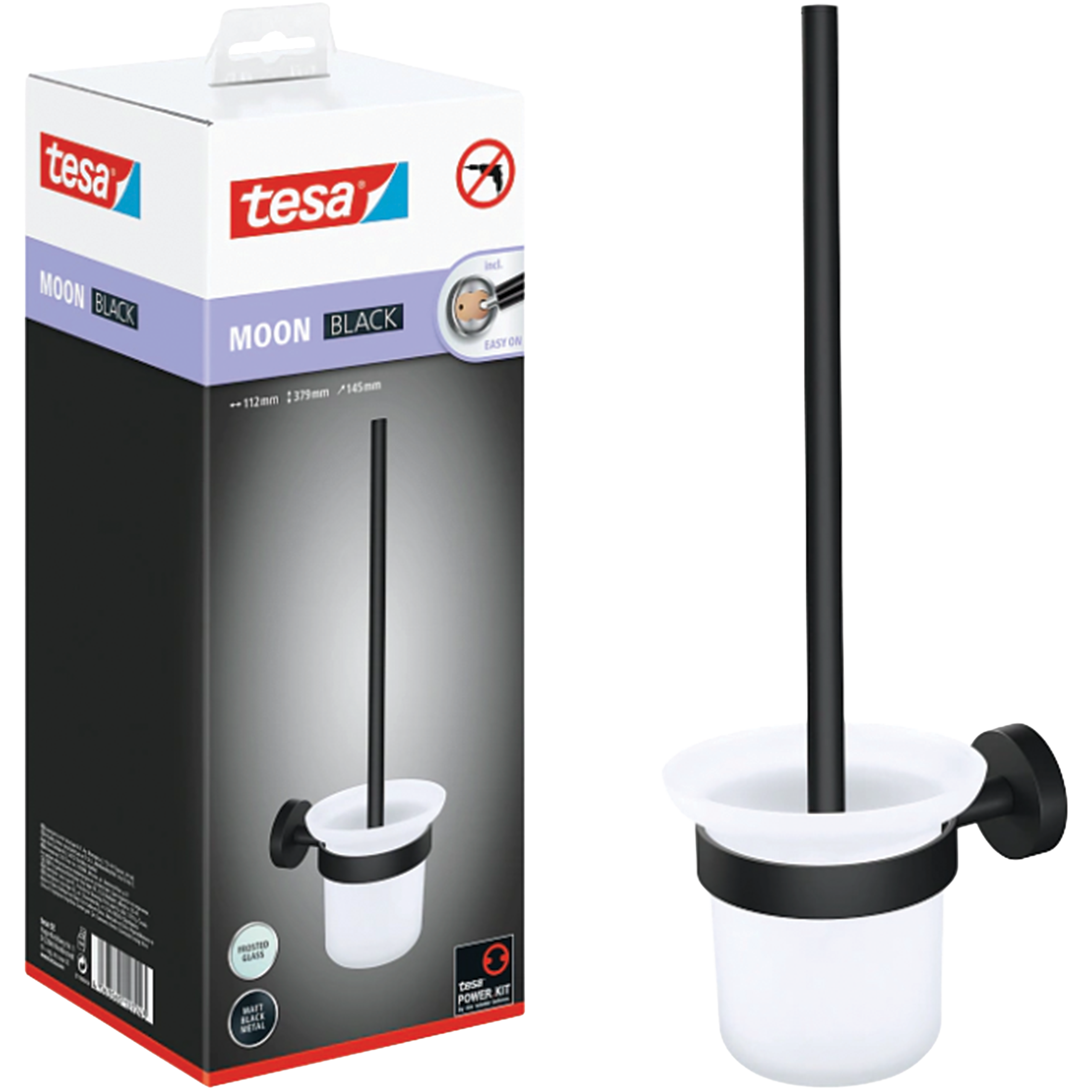 Szczotka Do WC Samoprzylepna Wisząca Tesa MOON BLACK Do Łazienki Metalowa