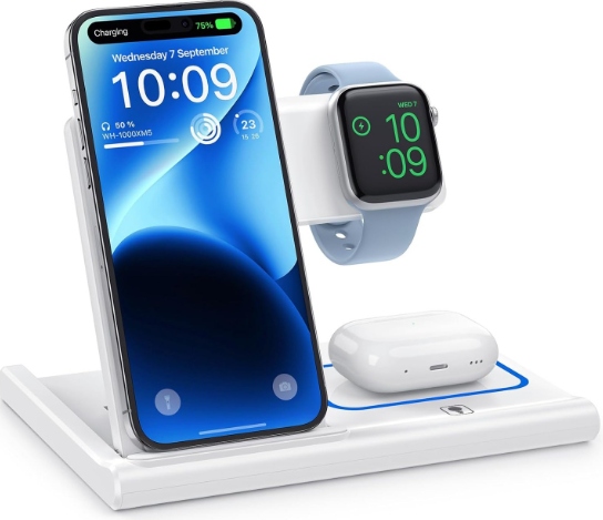 EXW HYS03 Stacja ładująca indukcyjna bezprzewodowa 3 w 1 biała