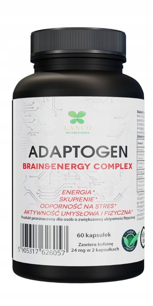 ADAPTOGEN ENERGIA SKUPIENIE PAMIĘĆ KONCENTRACJA AKTYWNOŚC 60kaps 1m-c LANCO