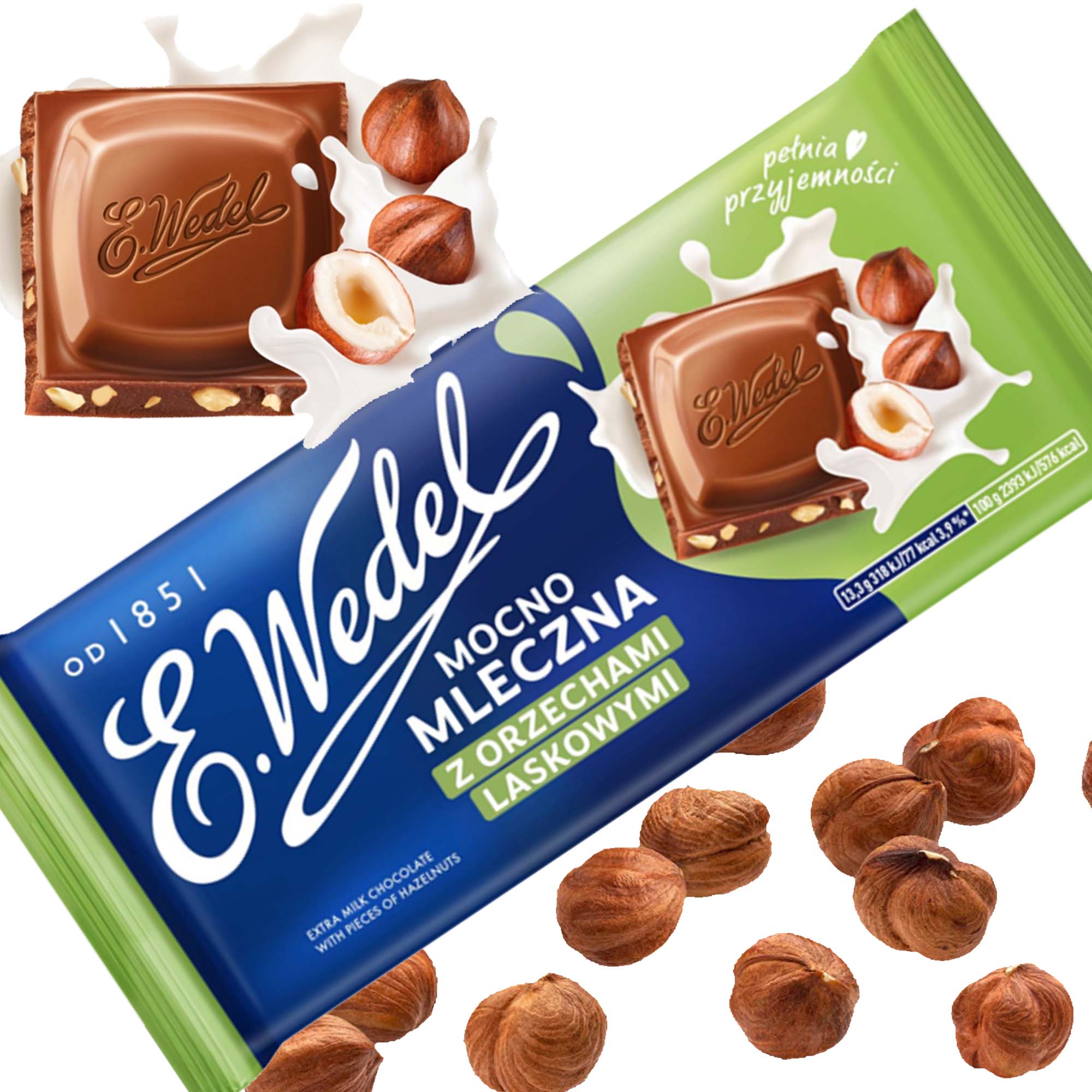 Wedel CZEKOLADA MOCNO MLECZNA Z ORZECHAMI LASKOWYMI 80g