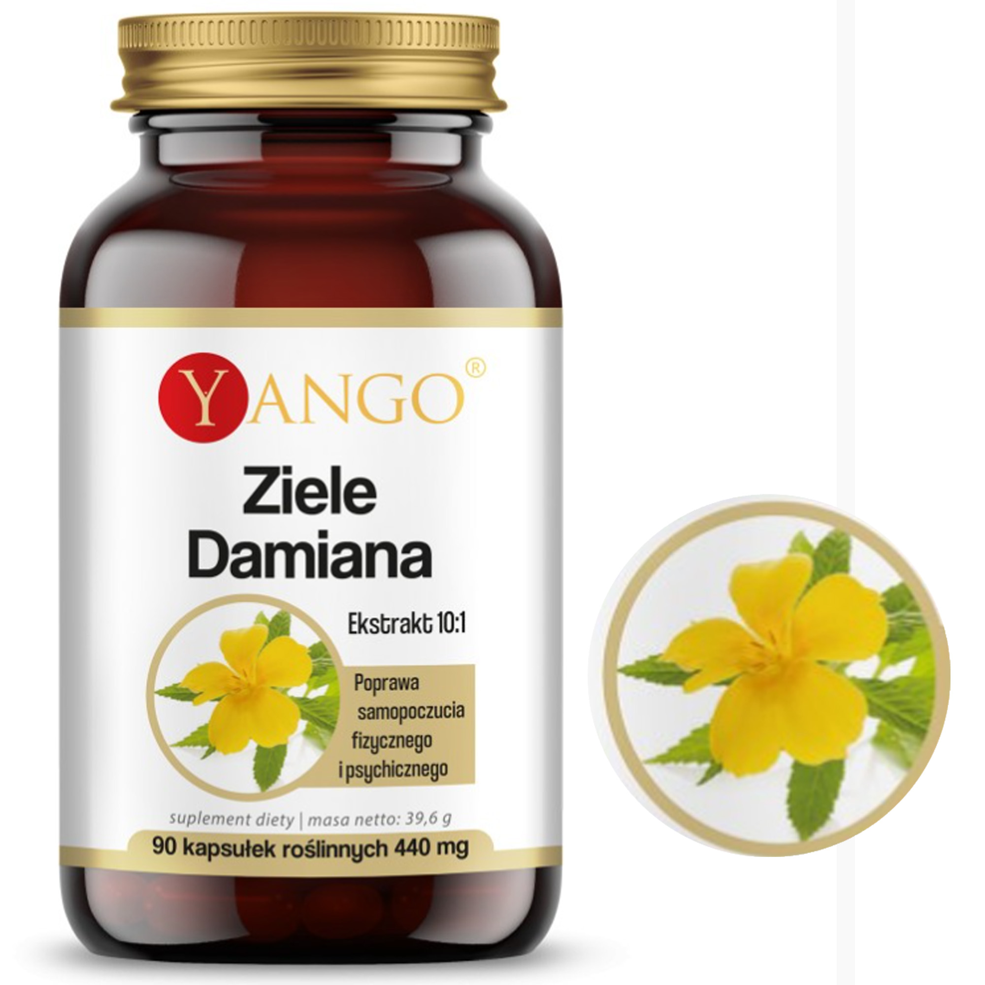 Yango ZIELE DAMIANA 440mg wsparcie: POTENCJA SAMOPOCZUCIE STRES 90kaps