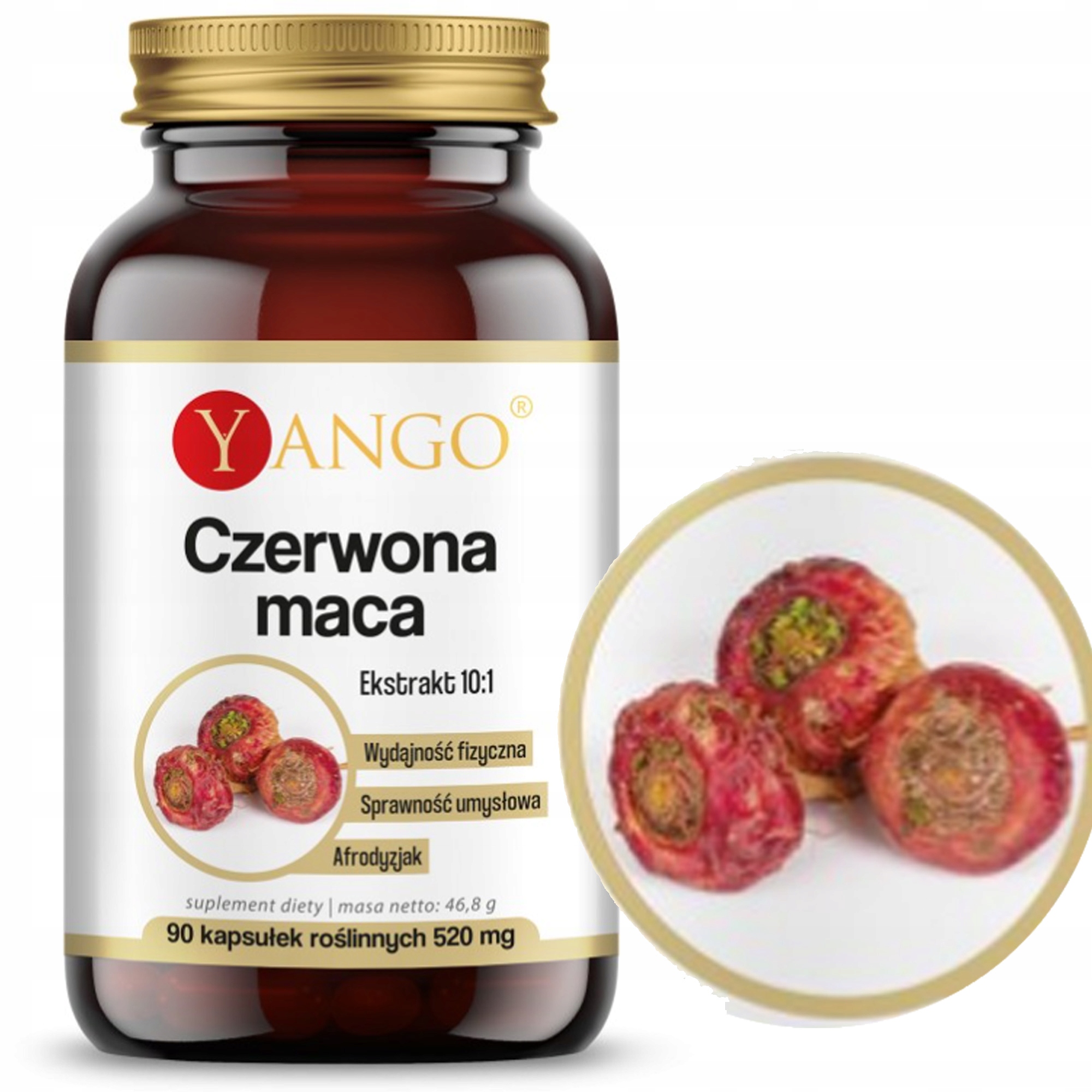 Yango CZERWONA MACA wsparcie na: ENERGIA PAMIĘĆ SPRAWNOŚĆ fizyczna 90kaps.