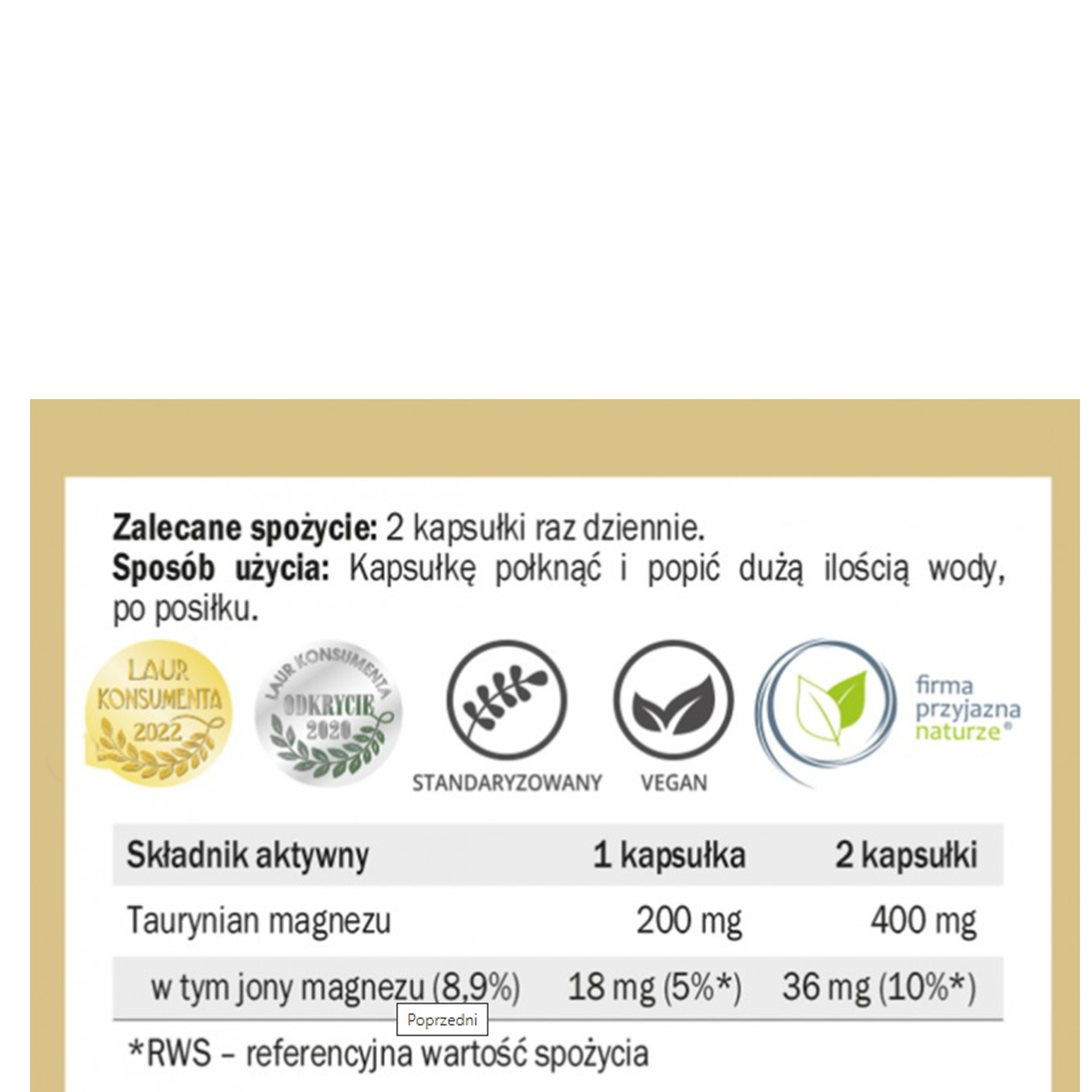 Yango TAURYNIAN MAGNEZU 60 kapsułek