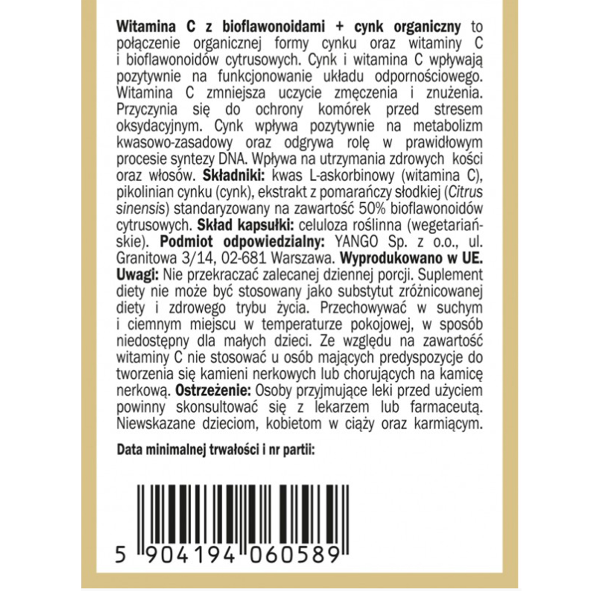 Yango WITAMINA C Z BIOFLAWONOIDAMI 90 kapsułek