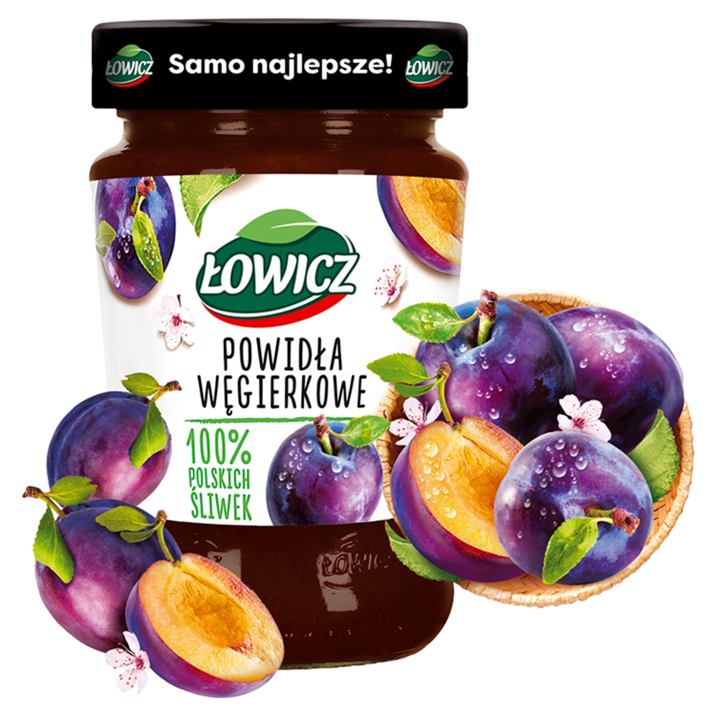 Łowicz DŻEM POWIDŁA WĘGIERKOWE ŚLIWOWE ze śliwek NISKOSŁODZONY 280g słoik