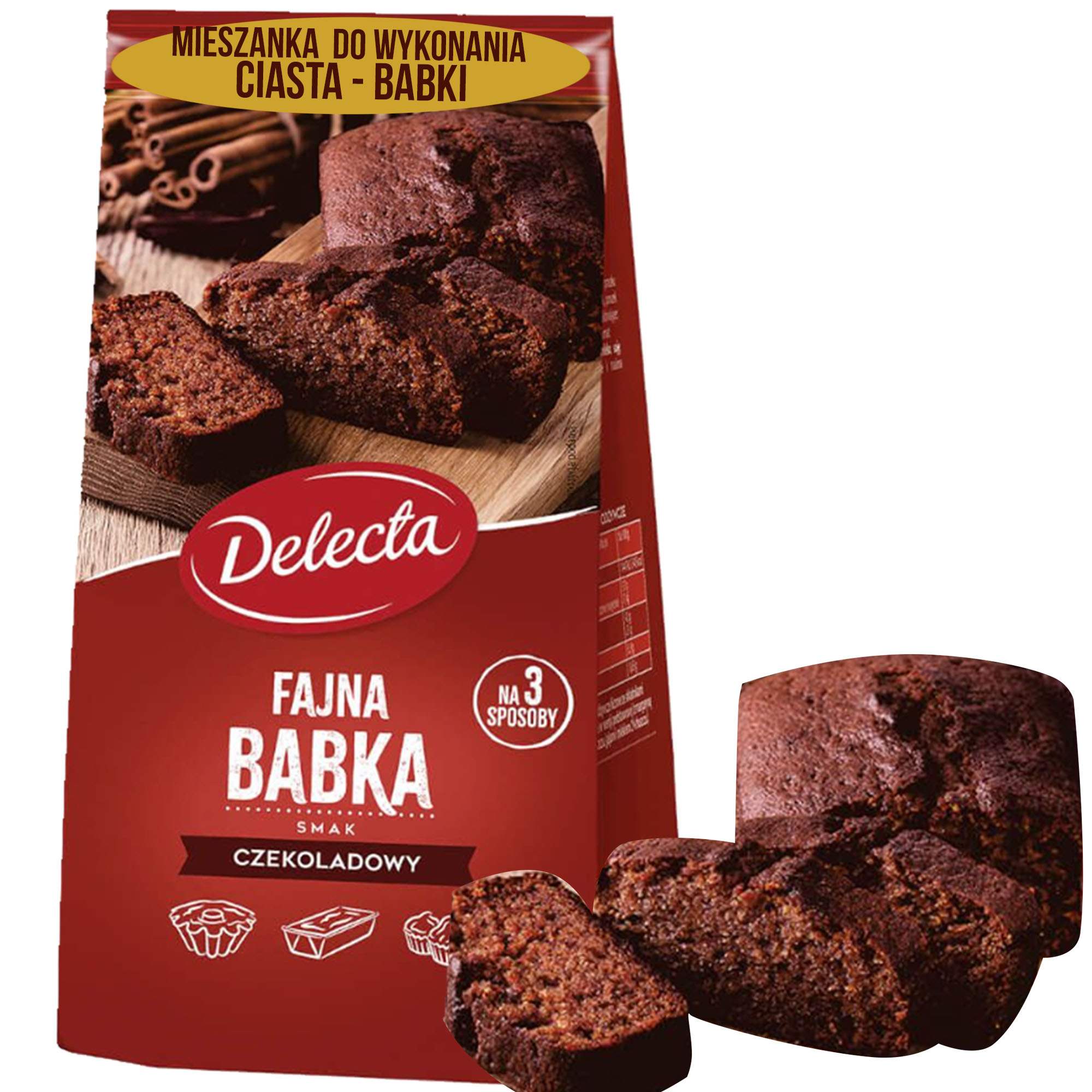 Delecta FAJNA BABKA CZEKOLADOWA mieszanka do wypieku ciasto babeczki 350g