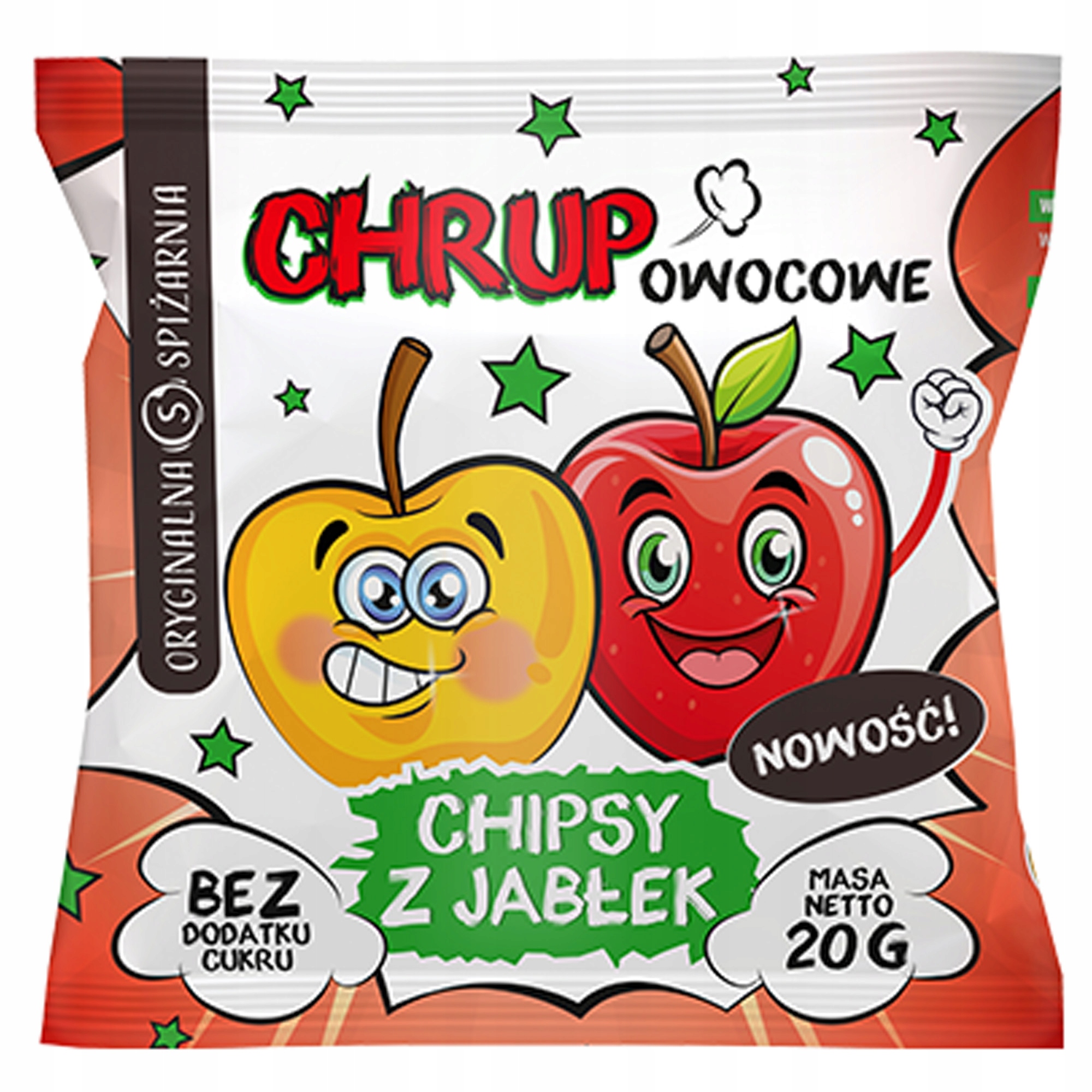 ORYGINALNA SPIŻARNIA CHIPSY JABŁKOWE JABŁKA SUSZONE 100% 20G CHRUP OWOCE