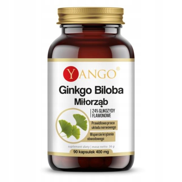 Yango GINKGO BILOBA 100mg 90kaps MIŁORZĄB wsparcie: UMYSŁ PAMIĘĆ U. NERWOWY