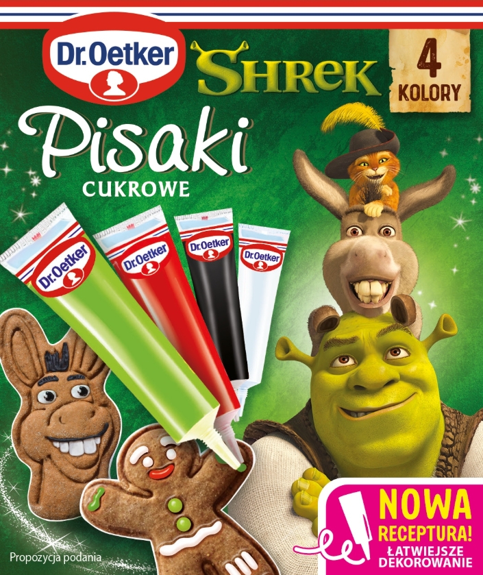 Dr.OETKER PISAKI CUKROWE SHREK 68g BIAŁY CZERWONY ZIELONY CZARNY święta