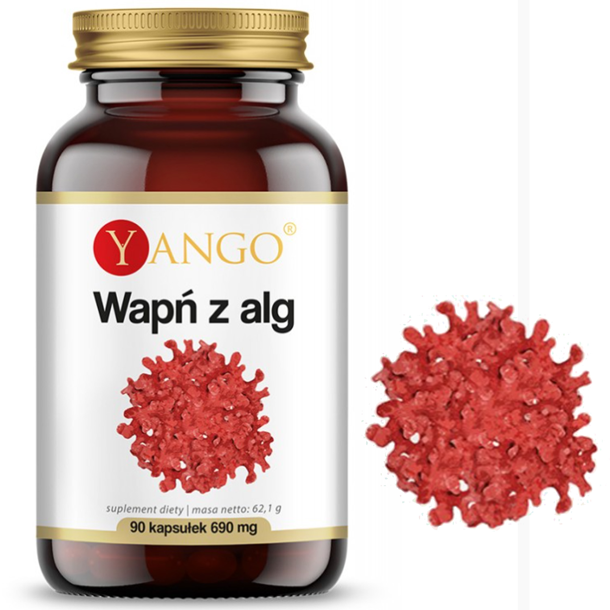 Yango NATURALNY WAPŃ z ALG CZERWONYCH 90kaps wsparcie: ZDROWE KOŚCI MIĘŚNIE