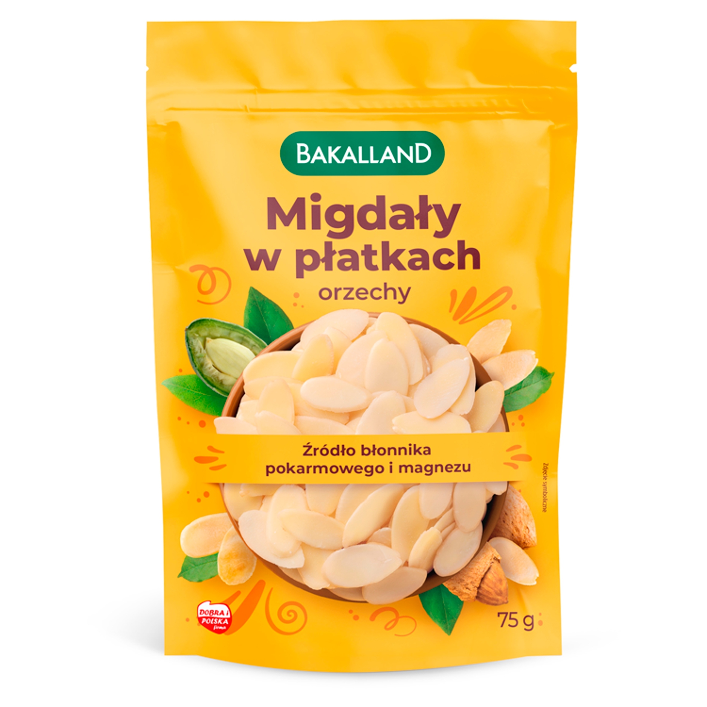 Bakalland MIGDAŁY płatki 75g BLANSZOWANE migdał orzech ŹRÓDŁO BŁONNIKA