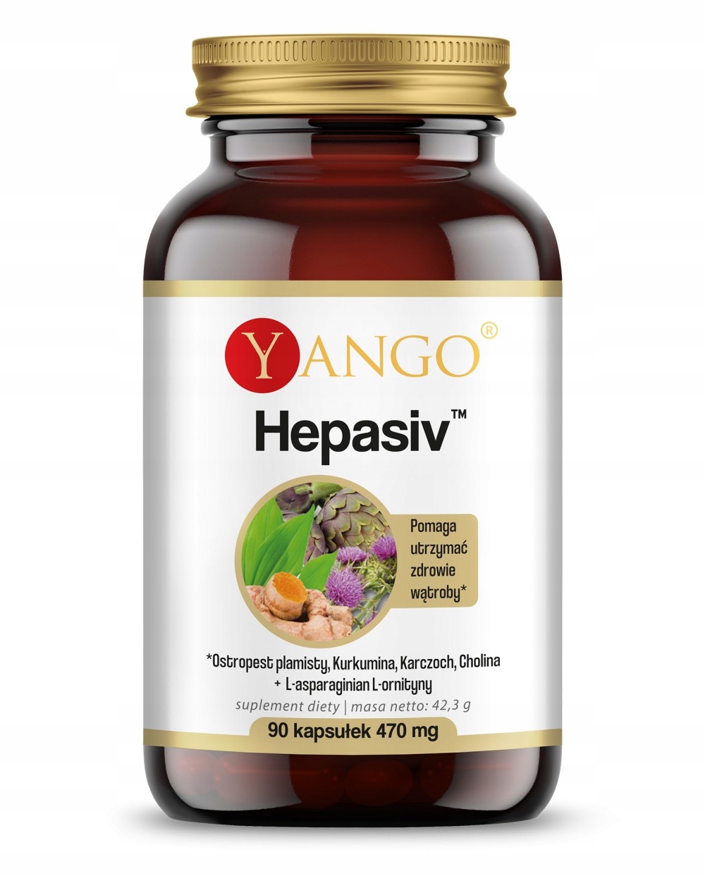 Yango HEPASIV 90kaps OSTROPEST KURKUMINA KARCZOCH CHOLINA wsparcie WĄTROBA