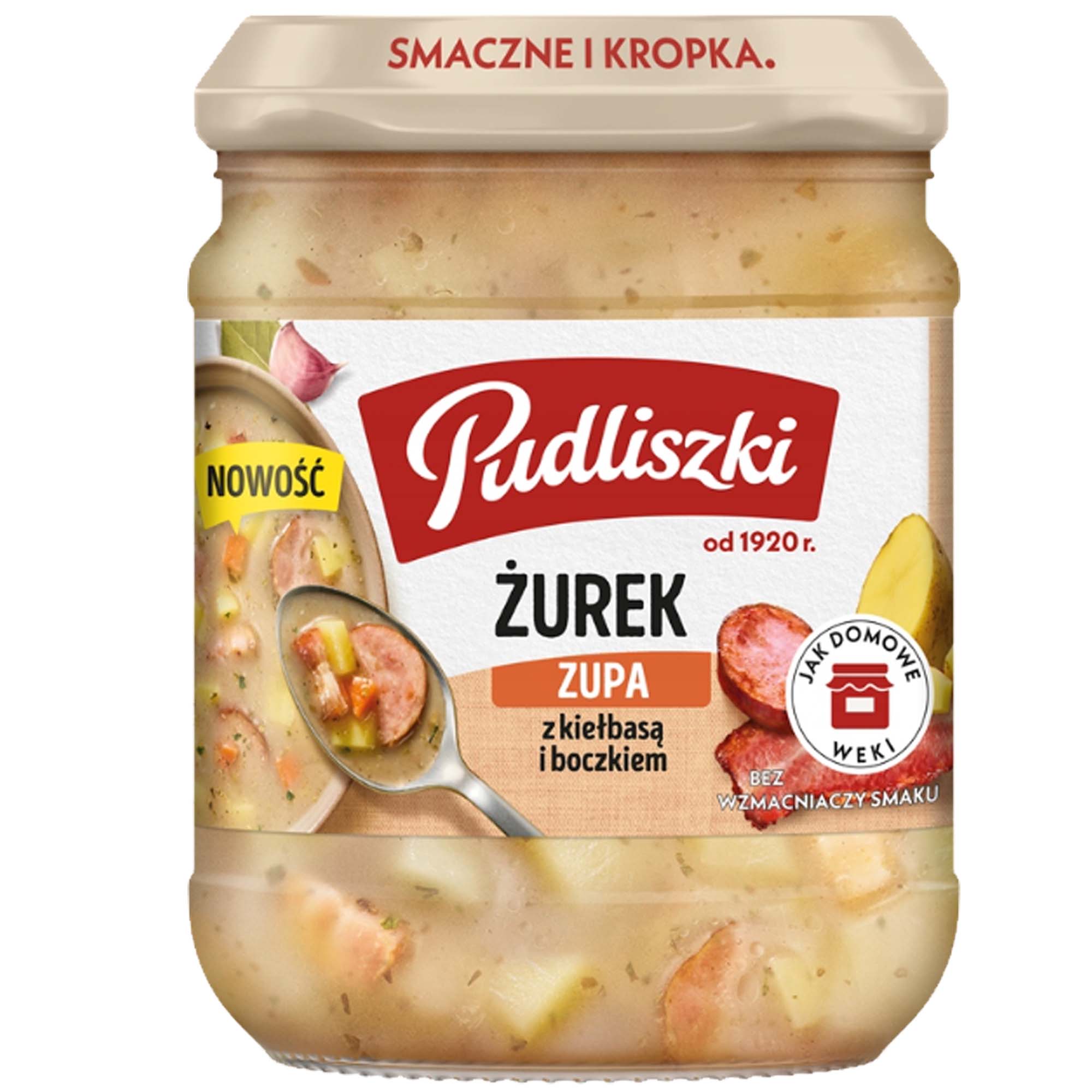 Pudliszki zupa ŻUrEK Z KIEŁBASĄ I BOCZKIEM gotowe danie mięsne SŁOIK 440g