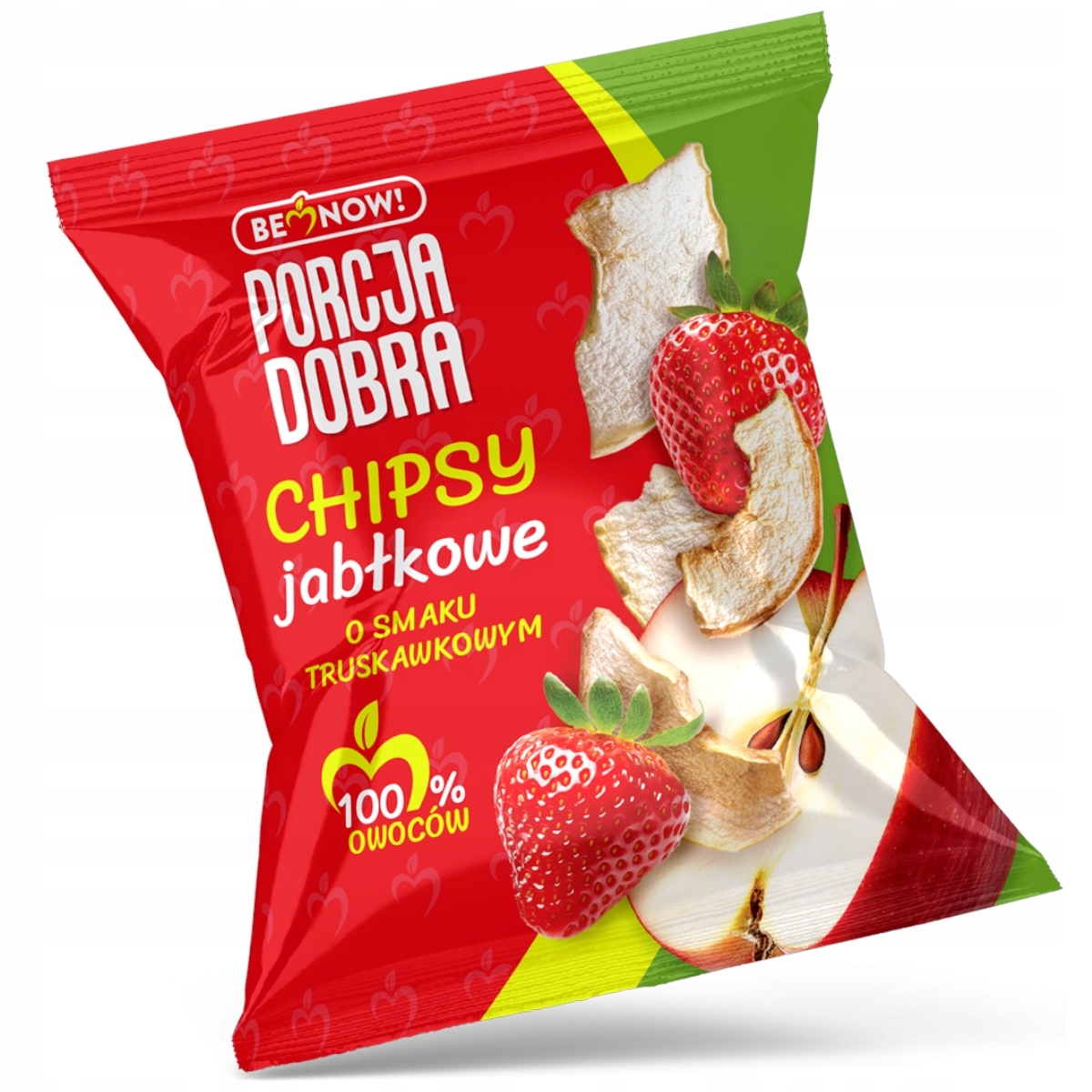 CHIPSY JABŁKOWE o smaku TRUSKAWKOWYM 18g bez dodatku cukru PORCJA DOBRA