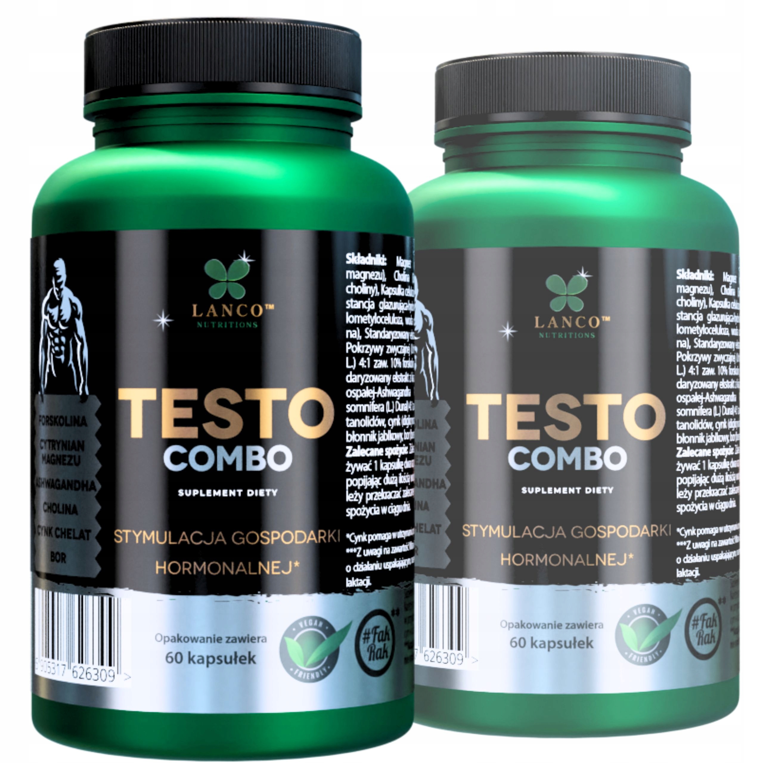 TESTO COMBO naturalne ekstrakty na podniesienie TESTOSTERONU 60 kaps LANCO