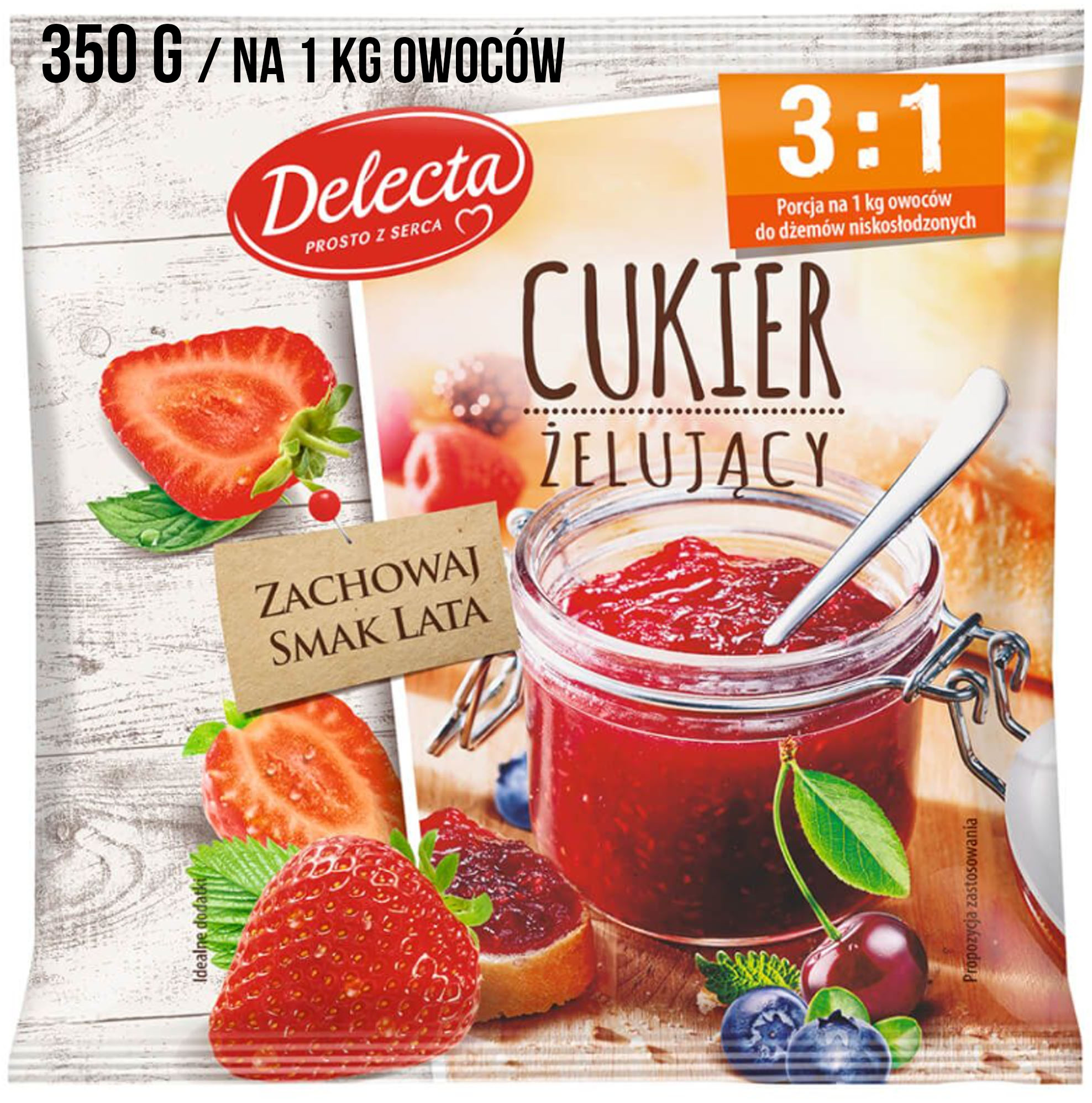DELECTA CUKIER ŻELUJĄCY 3:1 350g NA 1kg OWOCÓW