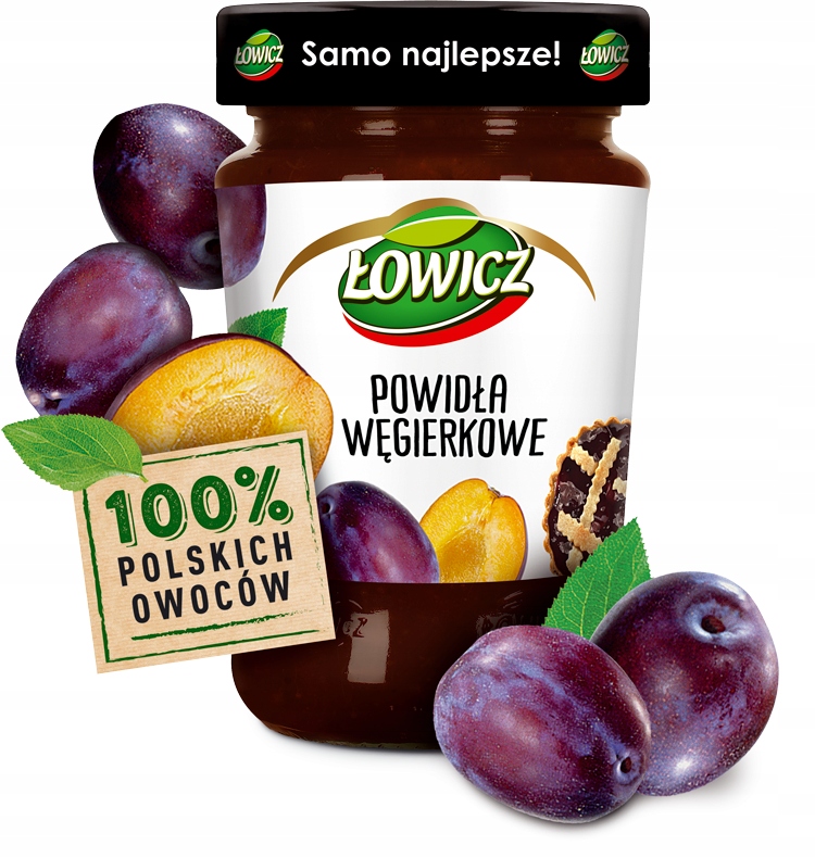 Łowicz DŻEM POWIDŁA WĘGIERKOWE ŚLIWOWE ze śliwek NISKOSŁODZONY 280g słoik