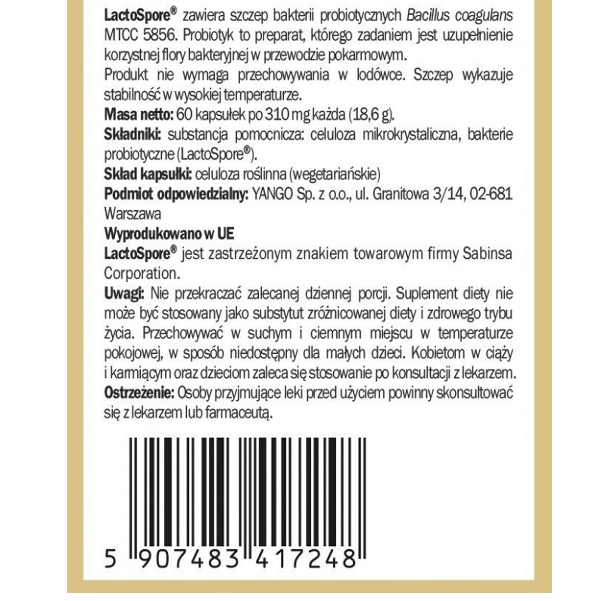 Yango PROBIOTYK BC-2 60 kapsułek