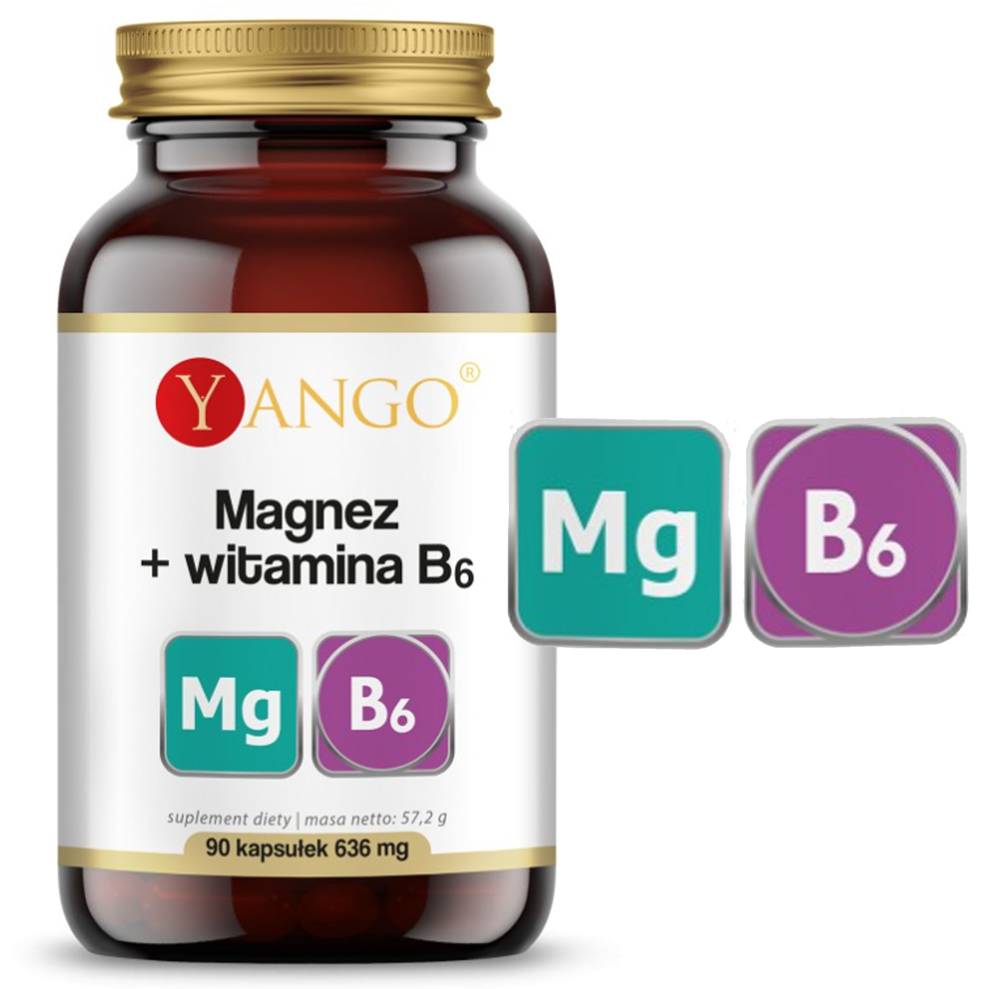 Yango MAGNEZ + WITAMINA B6 wsparcie na UKŁAD NERWOWY 90kaps na 1-1,5 mca
