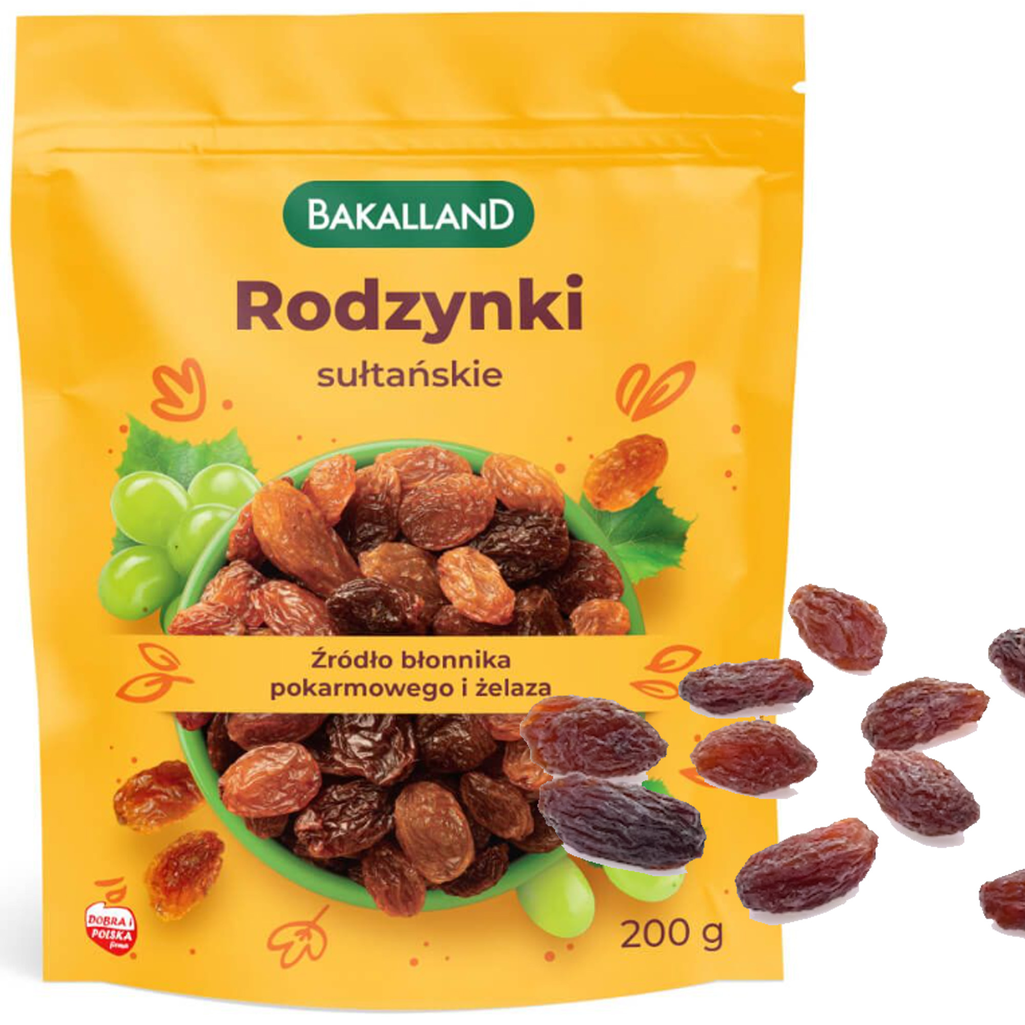 BAKALLAND RODZYNKI SUŁTAŃSKIE 200G błonnik żelazo