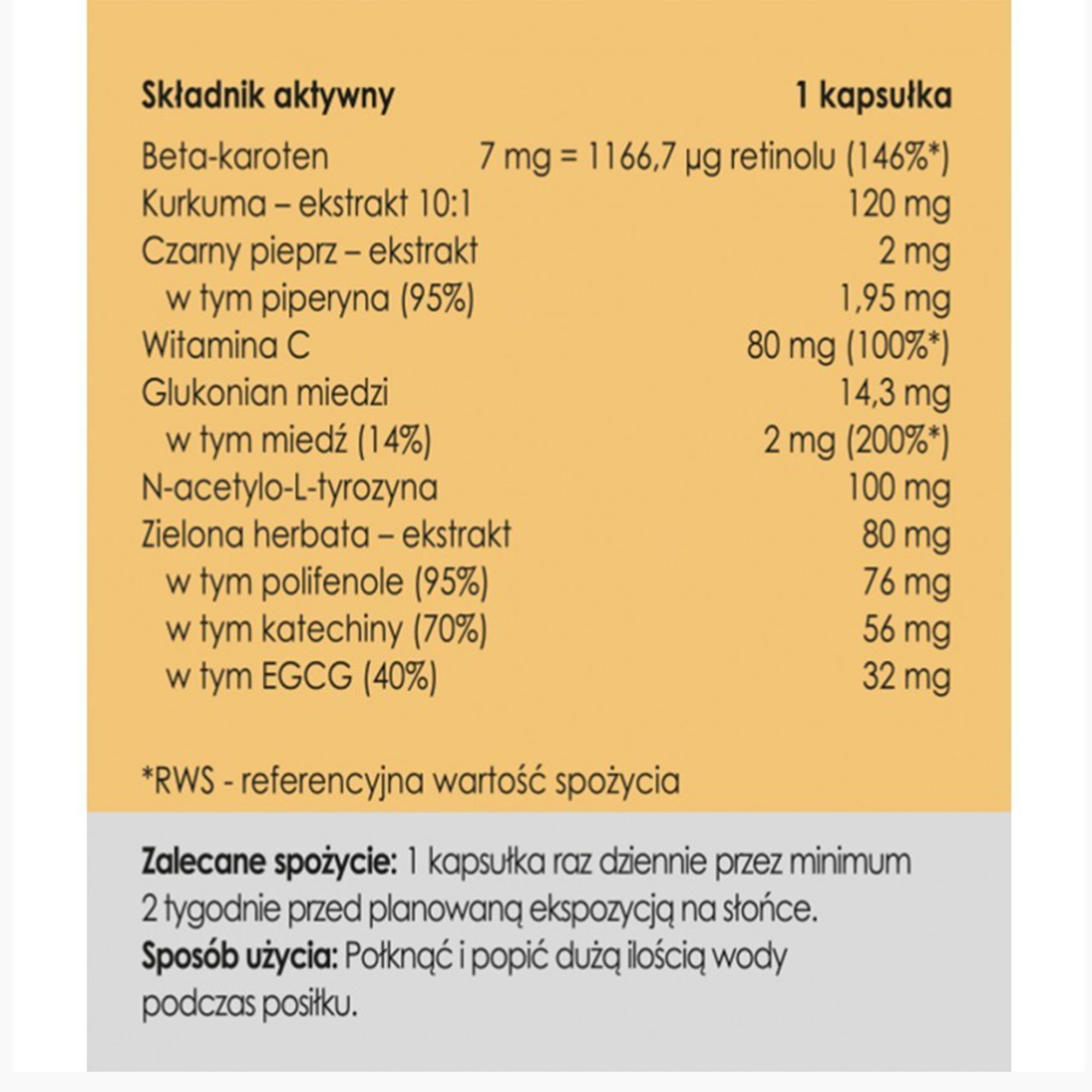 YANGO Panaseus ZDROWA OPALENIZNA 50kap Beta-Karoten Kurkuma Piperyna Wit. C