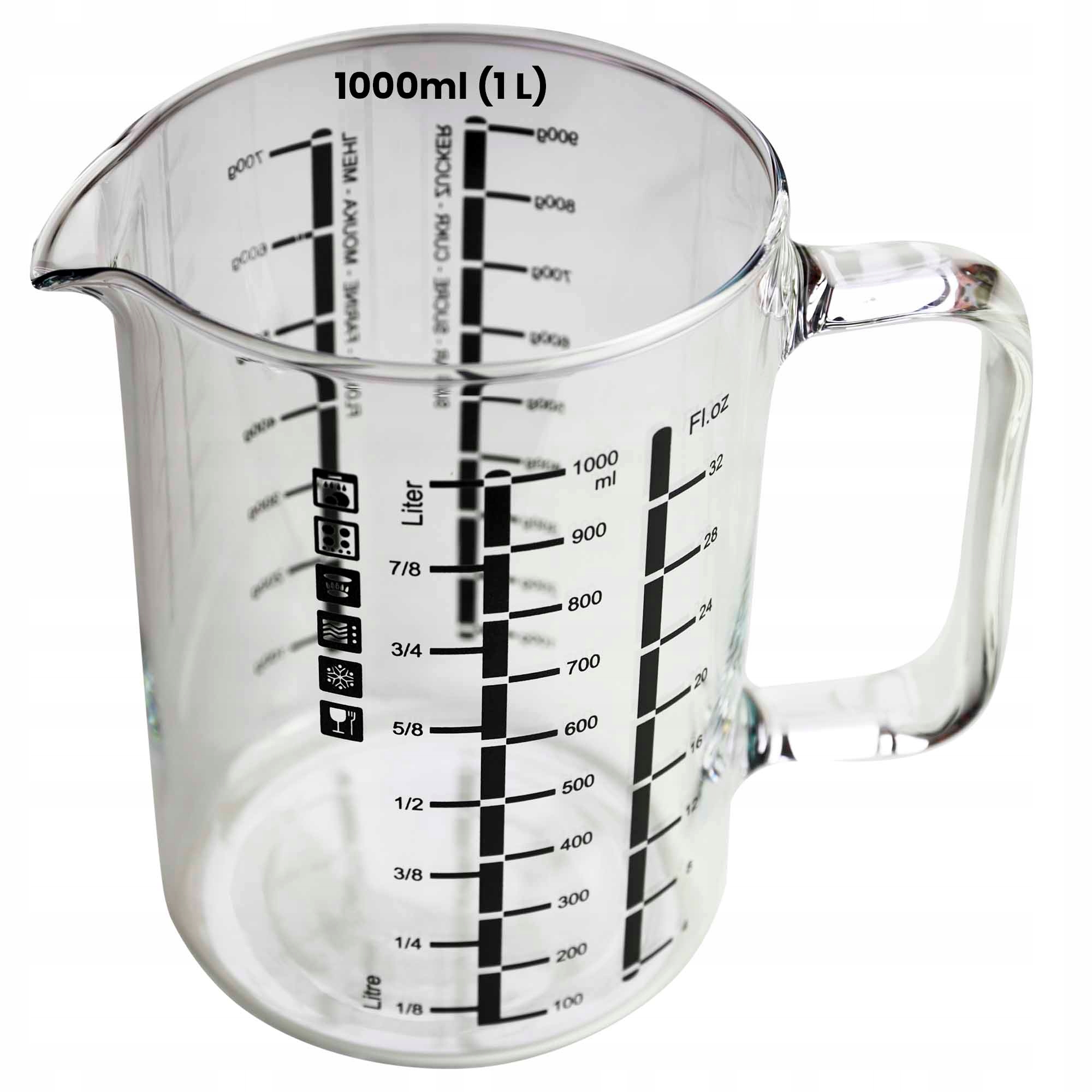 DZBANEK SZKLANY do gotowania mierzenia MIARKA 1L 1000ML szkło