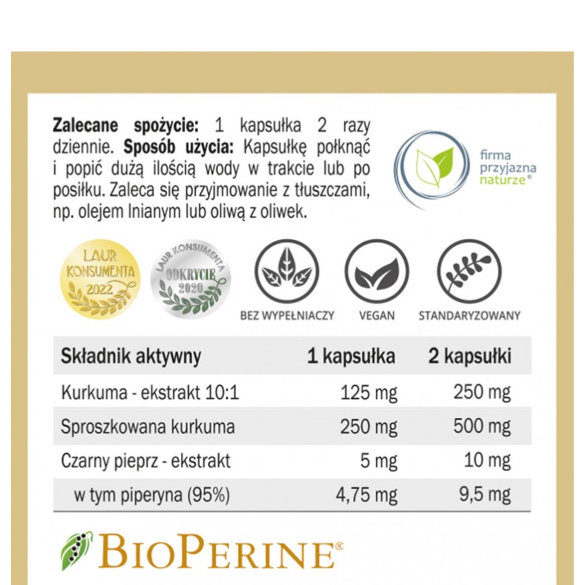 Yango KURKUMA plus PIPERYNA 60 kapsułek