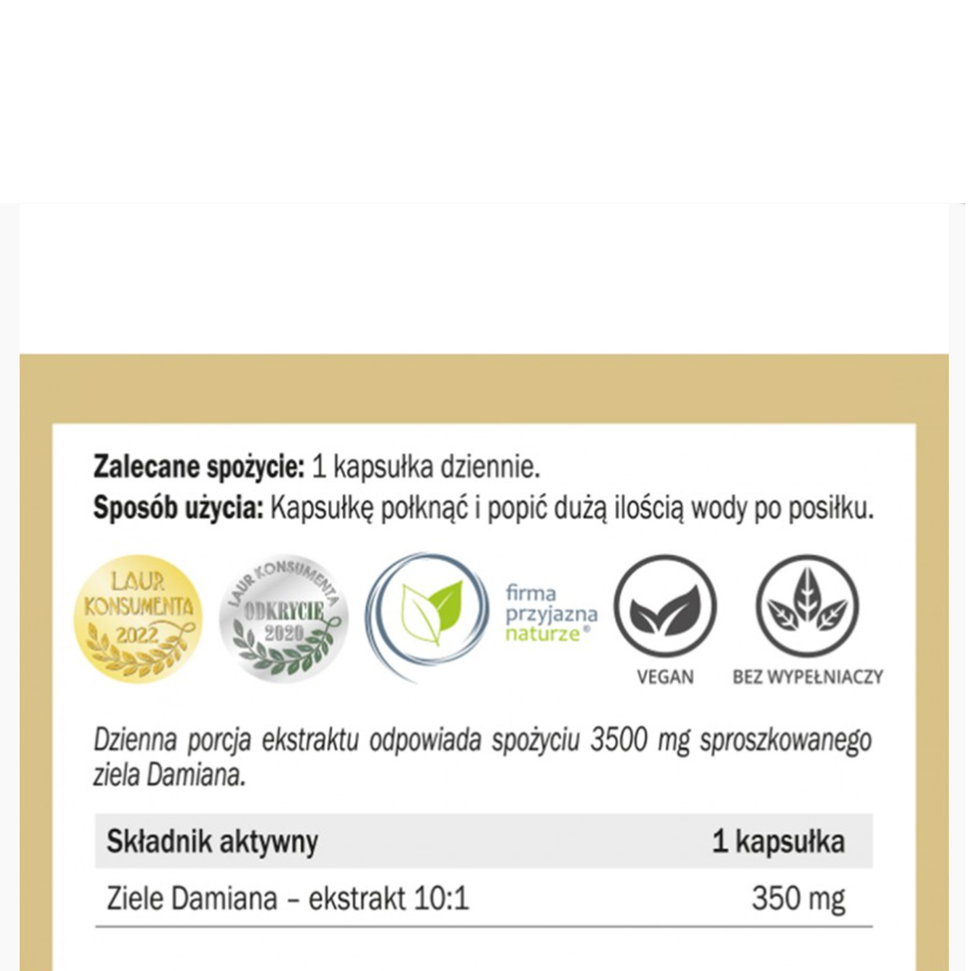 Yango ZIELE DAMIANA 440mg wsparcie: POTENCJA SAMOPOCZUCIE STRES 90kaps